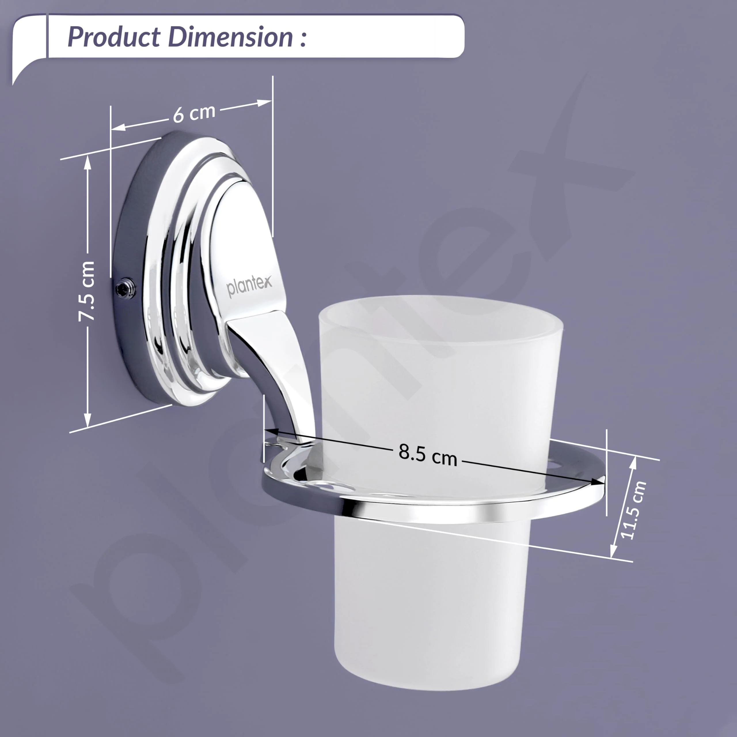 Plantex 304 Grade Stainless Steel Tumbler Holder/Tooth Brush Holder/Bathroom Accessories - Cubic (Chrome) - Image 2