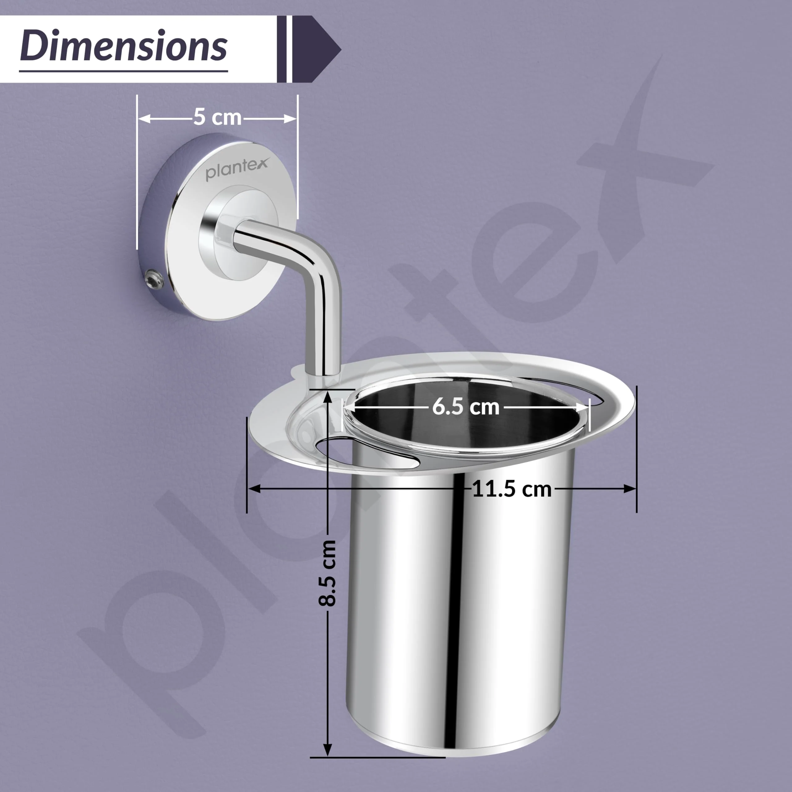 Plantex 304 Grade Stainless Steel Tumbler Holder/Tooth Brush Holder/Bathroom Accessories - Daizy (Chrome) - Image 2
