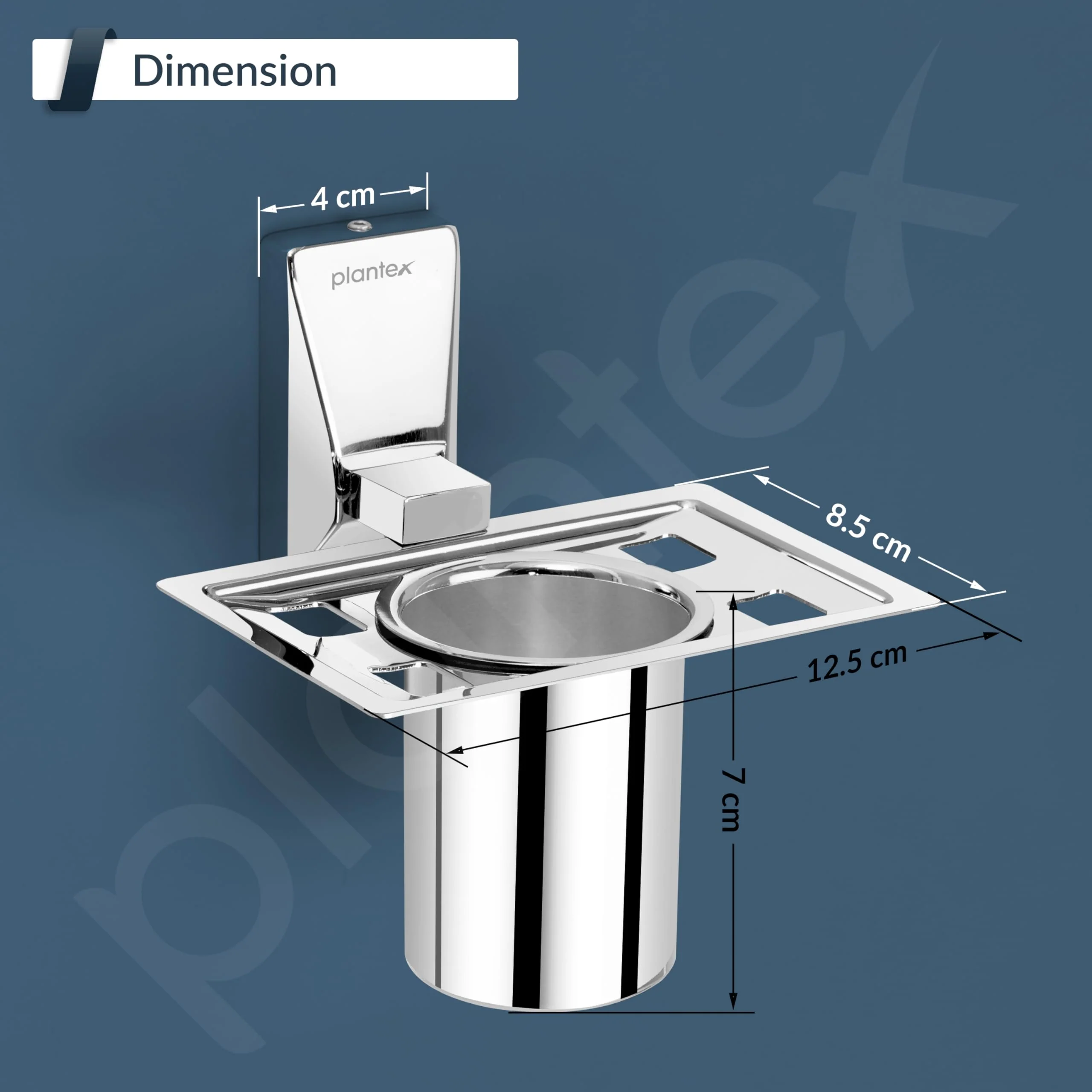 Plantex 304 Grade Stainless Steel Tumbler Holder/Tooth Brush Holder for Bathroom Accessories - Crystal (Chrome) - Image 4
