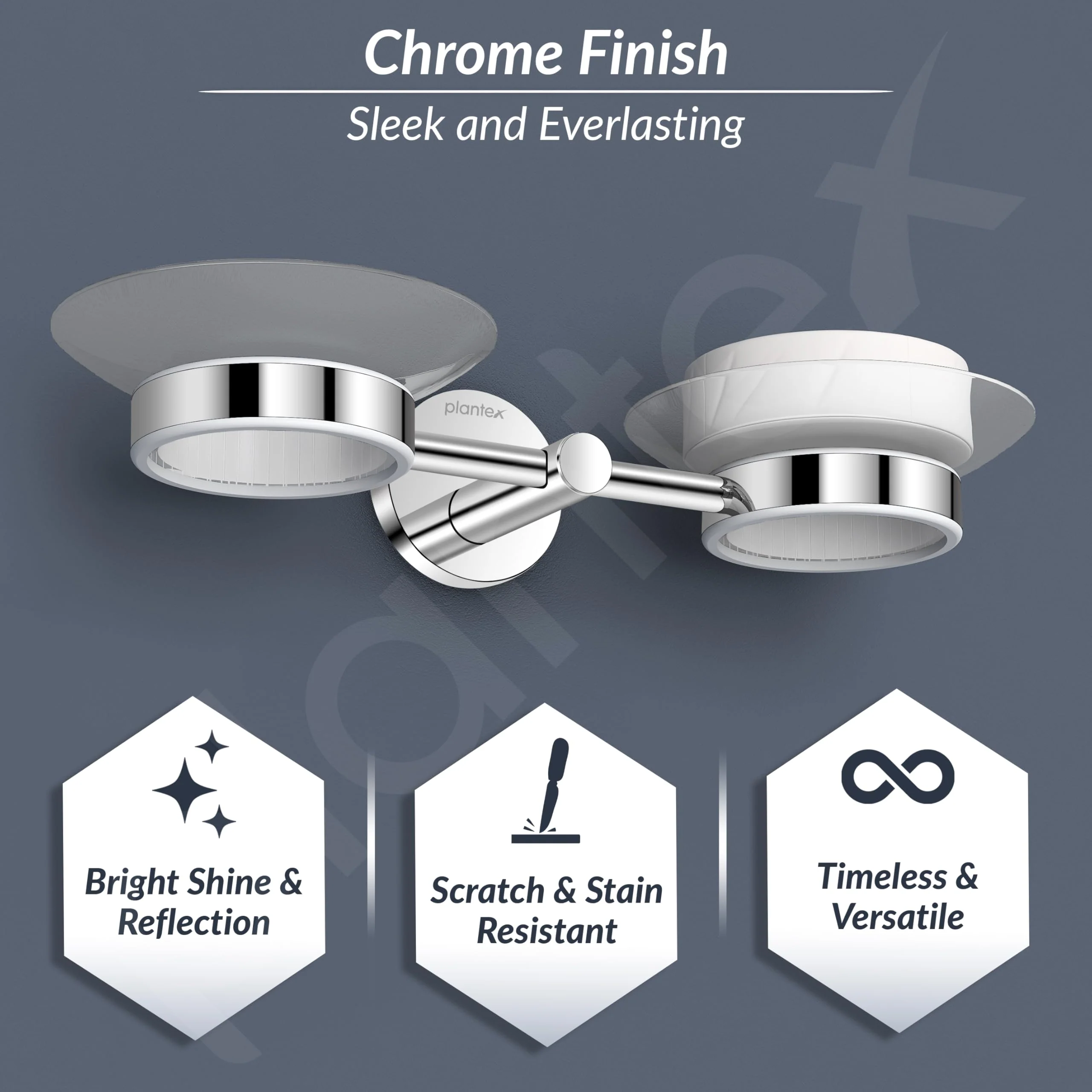 Plantex 304 Grade Stainless Steel Twin/Double Soap Holder Stand for Bathroom and Wash Basin/Bathroom Accessories - Oreo (Chrome) - Image 5