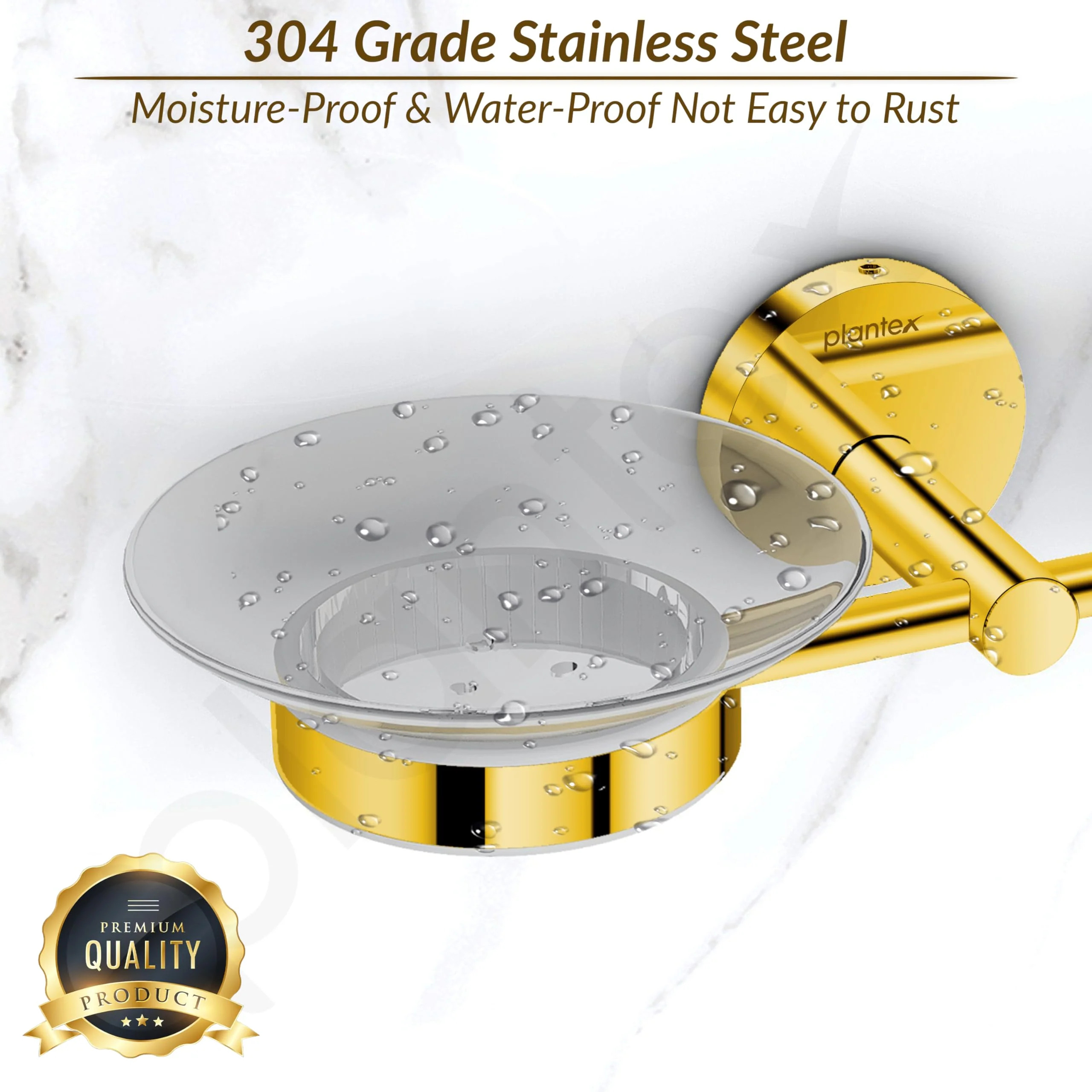 Plantex 304 Grade Stainless Steel Twin Soap Holder Stand for Bathroom and Wash Basin/Bathroom Accessories - Oreo (Gold) - Image 4