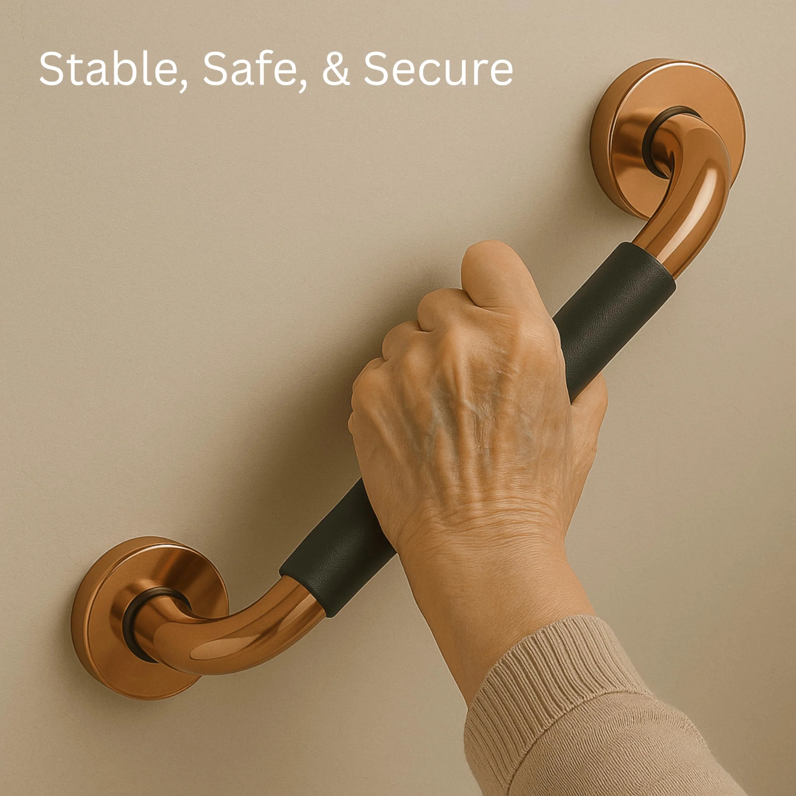 Plantex 304 Stainless Steel Grab Bar for Toilet with Grip/13 inch Anti-Slip Handle for Bathroom Support - Pack of 1 (PVD Rose Gold & Black) - Image 7
