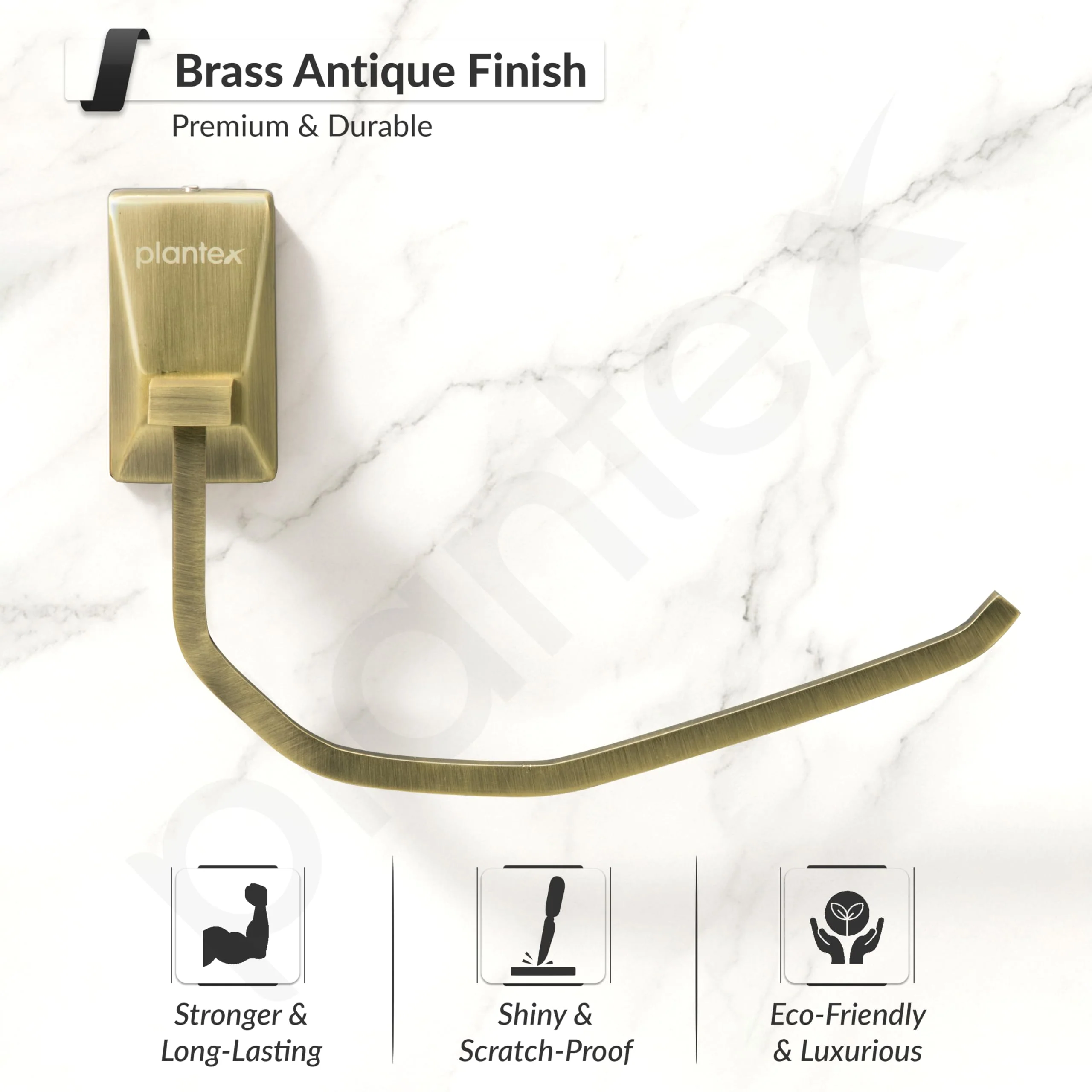 Plantex 304 Stainless Steel Rotatable Towel Hanger for Washbasin/Towel Ring for Bathroom/Towel Hanger/Napkin Holder/Bathroom Accessories - Crystal (Brass Antique) - Image 4