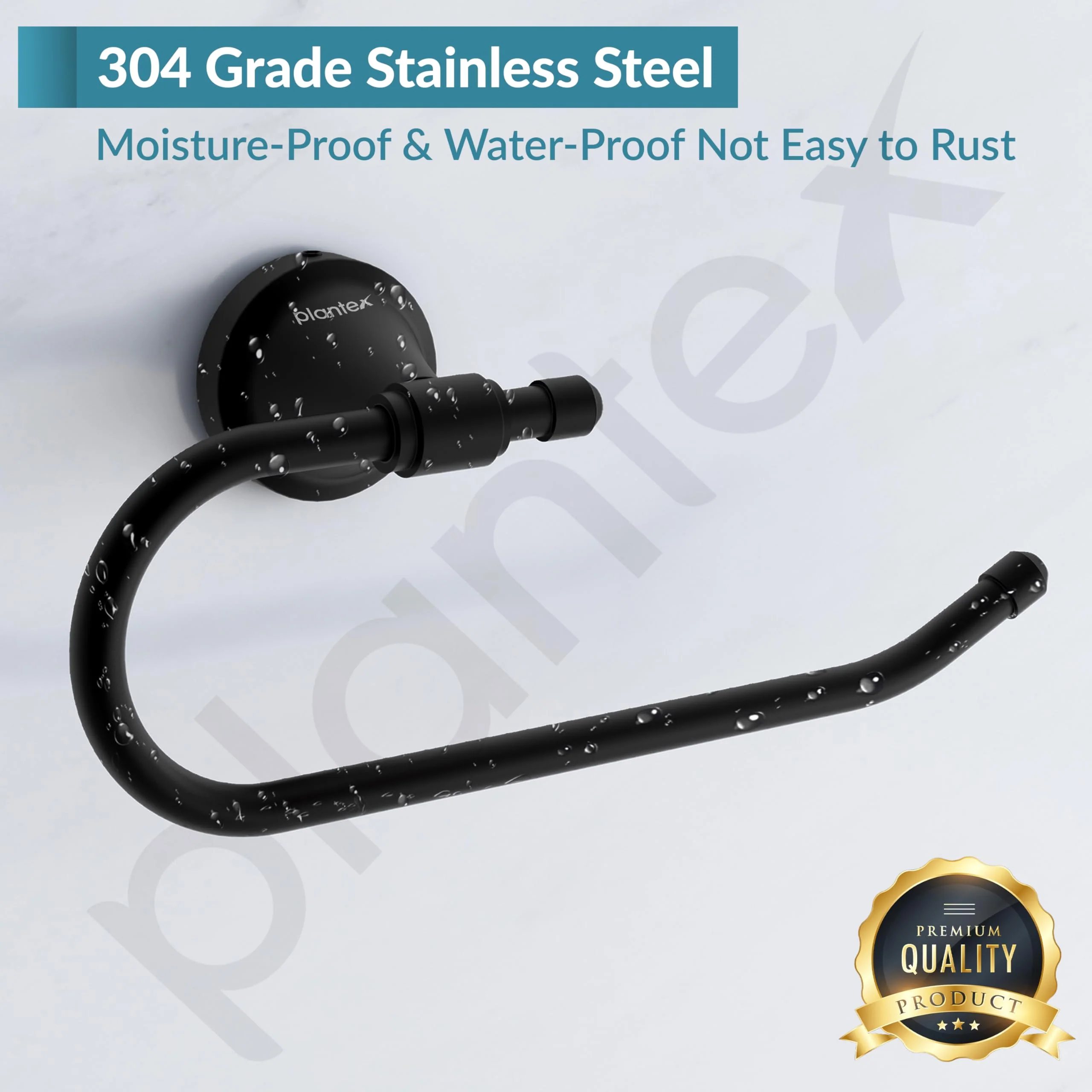 Plantex 304 Stainless Steel Towel Ring for Wash Basin/Towel Hanger/Napkin Holder/Towel Holder/Bathroom Accessories - Niko (Black) - Image 5