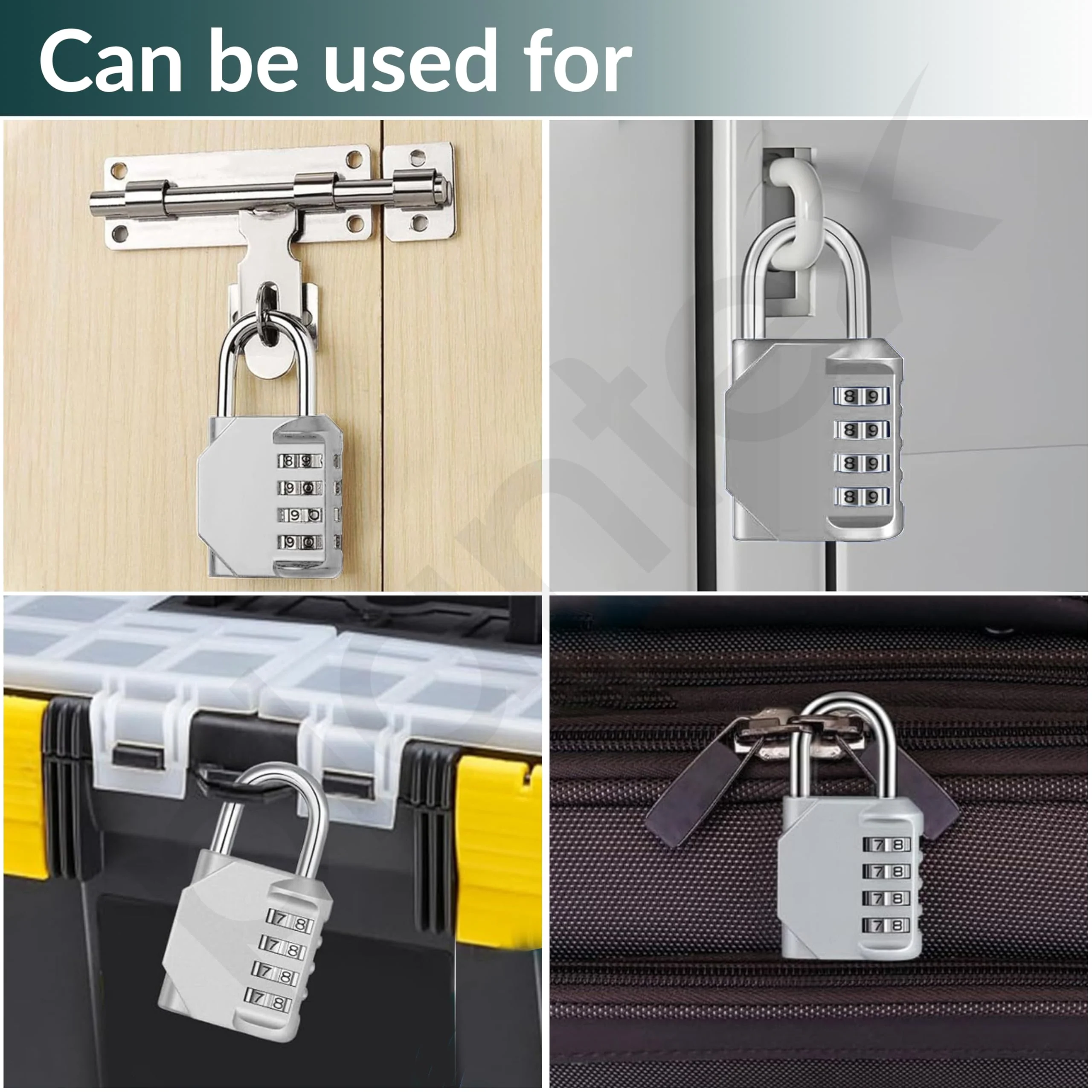 Plantex 4 Digit Combination Number Password Metal Lock/Zinc Alloy Locks for Luggage/Locks for Travel Bags for Luggage/Locks for Cabin Luggage/Travel Essentials - Pack of 2 (Silver) - Image 6