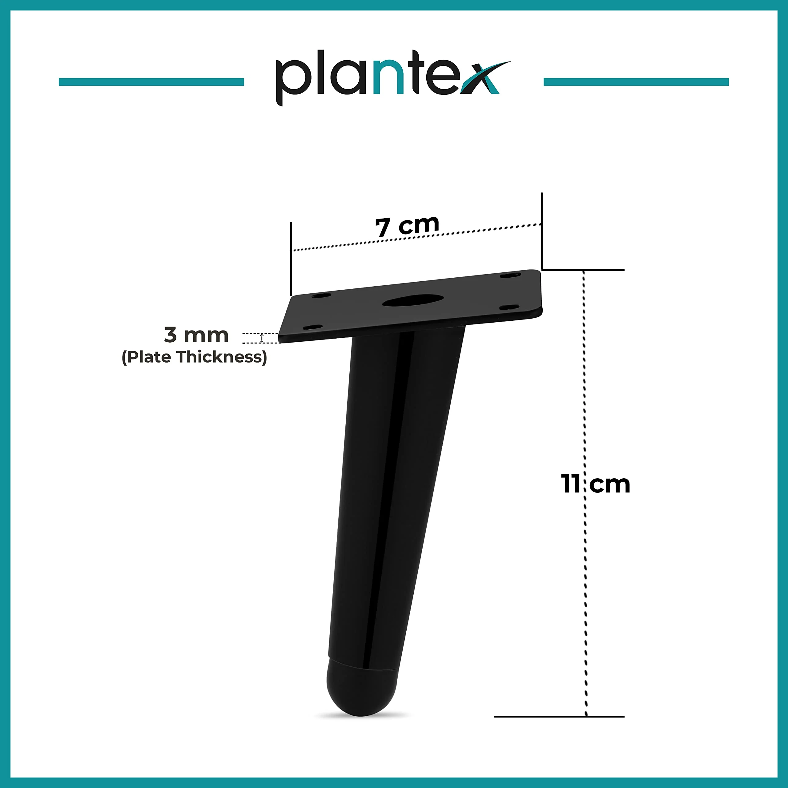 Plantex 4 Inch Sofa Legs for Bed Furniture/Sofa Legs for Table/Sofa Support Legs with Rubber Grip (Black, 6 Pcs) - Image 3