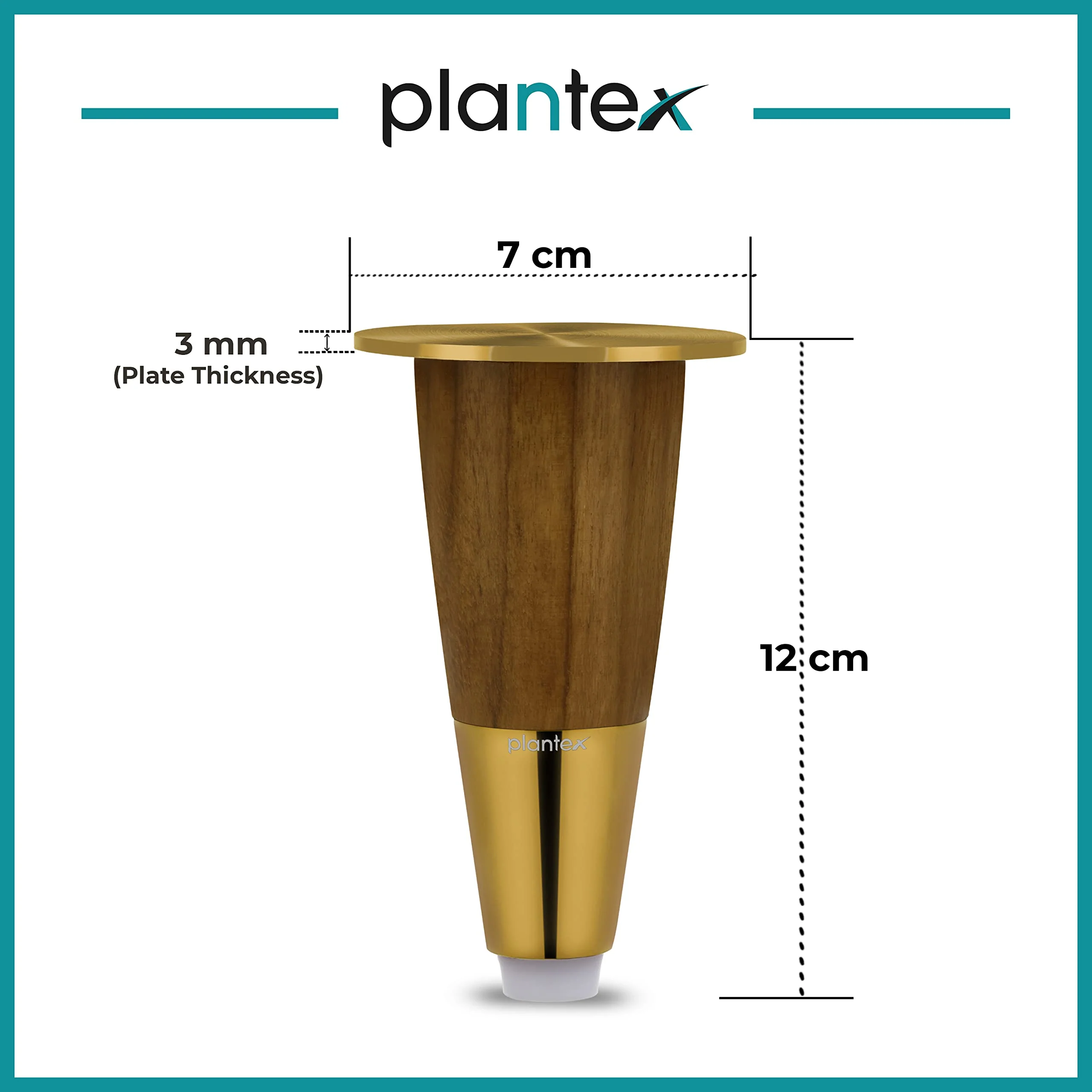 Plantex 4 Inch Sofa Legs for Bed Furniture/Sofa Legs for Table/Sofa Support Legs with Rubber Grip (Gold, 6 Pcs) - Image 3