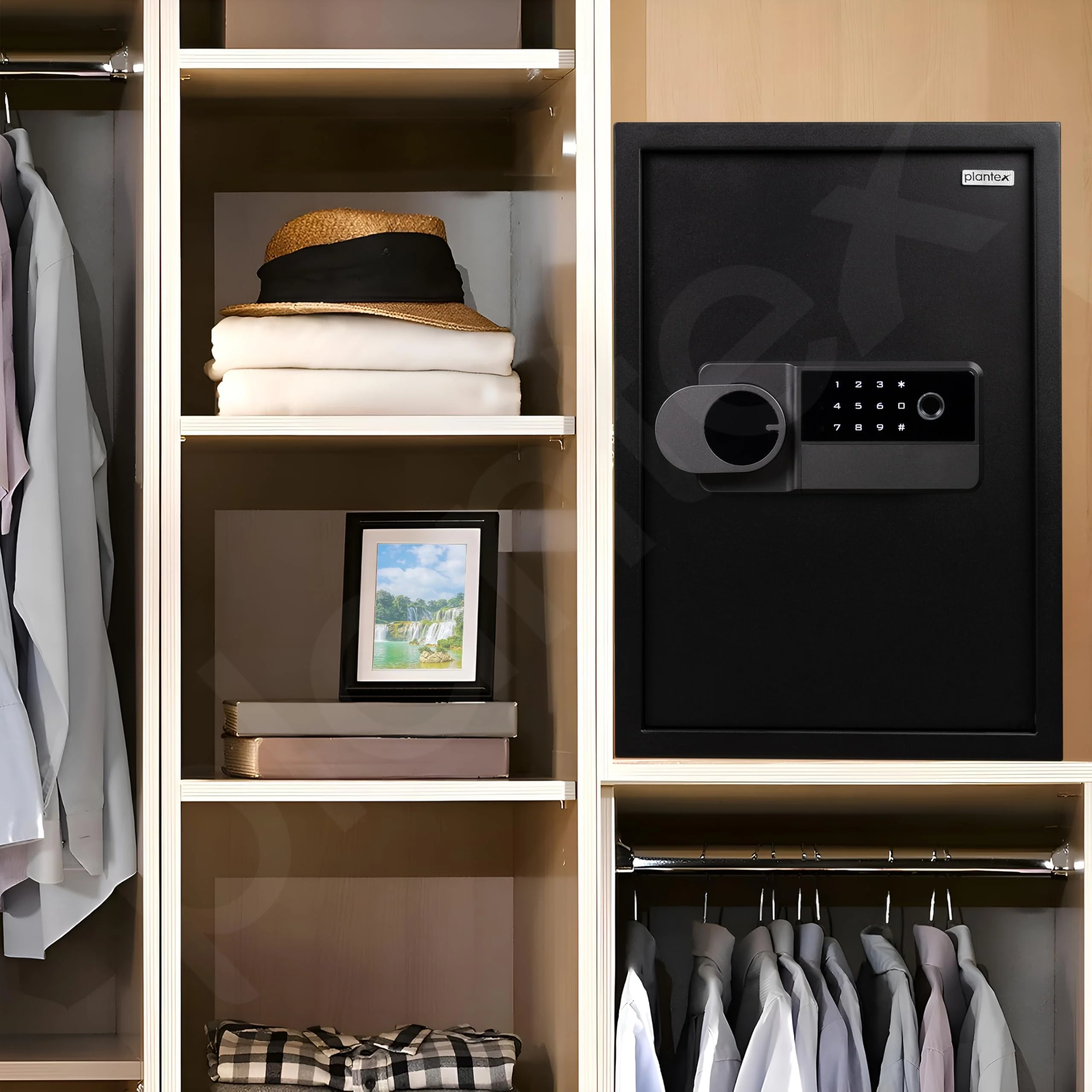 Plantex 56 Litre Digital Safe Locker For Home/Safety Locker Box with Biometric Fingerprint,Touchscreen & Emergency Key/Perfect Security Solution for Valuables/2 Years Warranty By Plantex - Black - Image 2