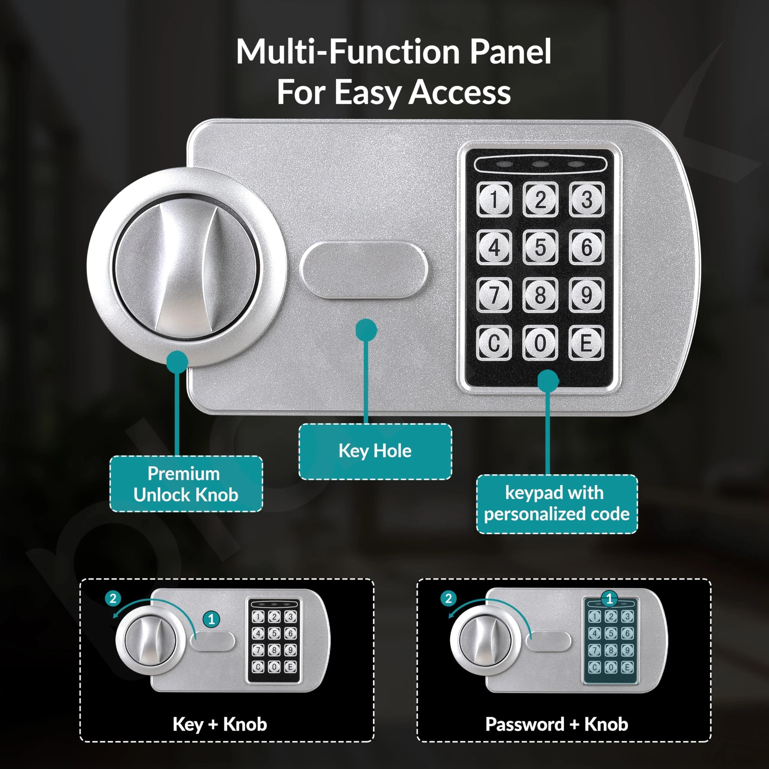 Plantex 56 Litre Safe Locker for Home/Hotel Safe Tijori Box/Electronic Safety Locker with Master & User Dual Code Access with Emergency Key/2 Years Warranty By Plantex (Black) - Image 4