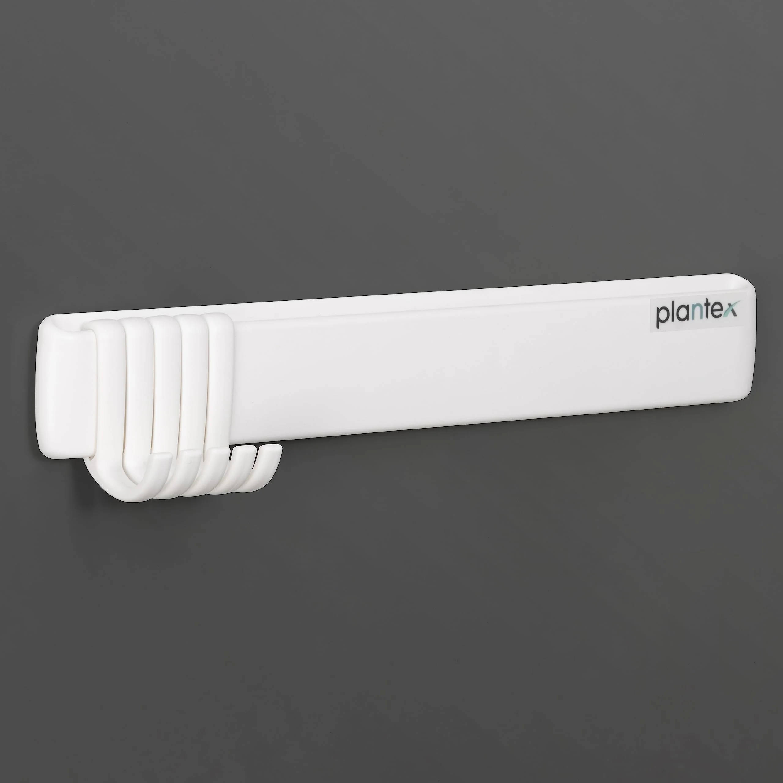 Plantex ABS Plastic Magnetic Hook Rail with J-Shape/Hooks for Wall Without Drilling/Hook Rail Bar for Clothes/Towel/Keys (5 Hooks - White) - Image 6