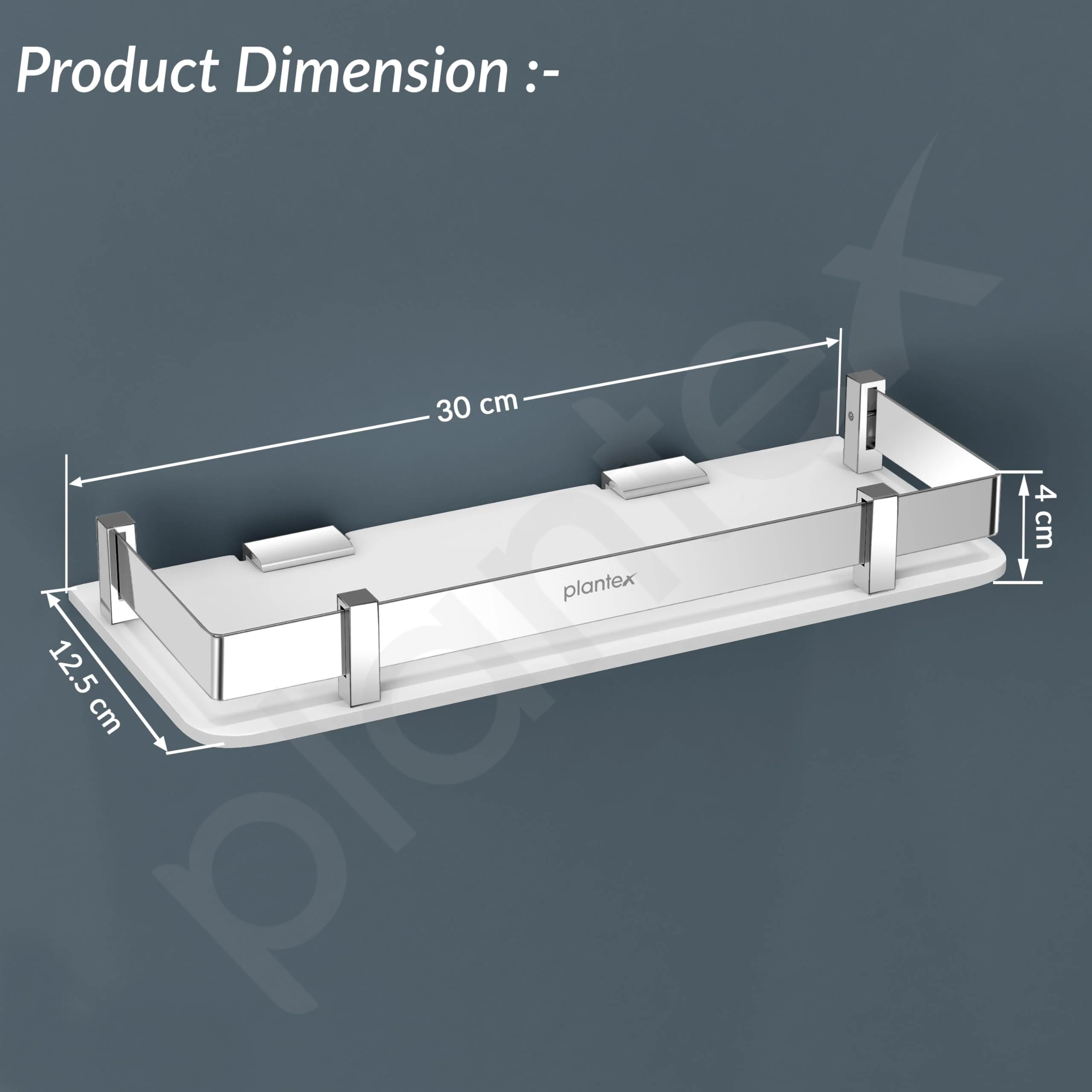 Plantex Acrylic Multipurpose Bathroom Shelf/Rack for Living Room/Wall Mount Storage Shelf - Bathroom Accessories Items (White, 12x6 inches) - Image 2