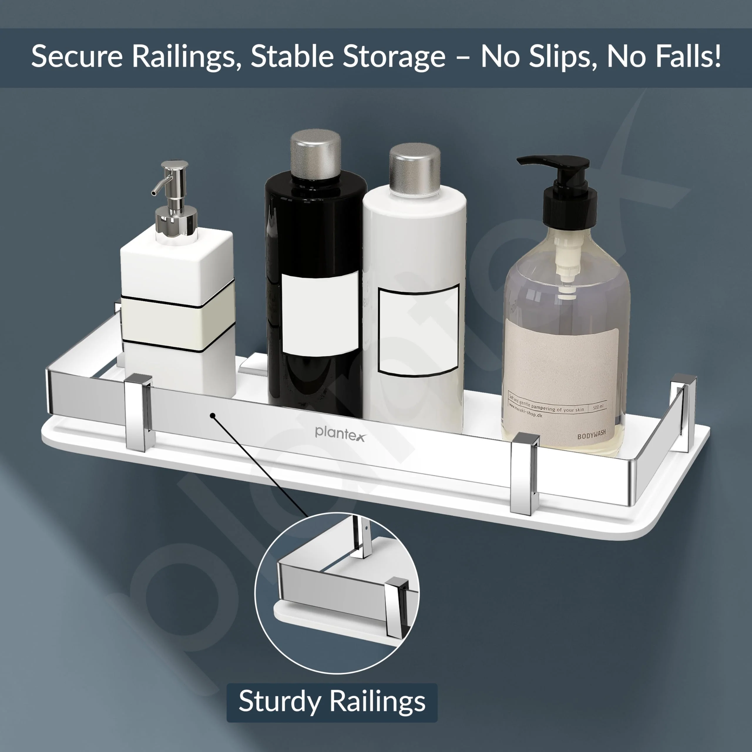 Plantex Acrylic Multipurpose Bathroom Shelf/Rack for Living Room/Wall Mount Storage Shelf - Bathroom Accessories Items (White, 12x6 inches) - Image 6