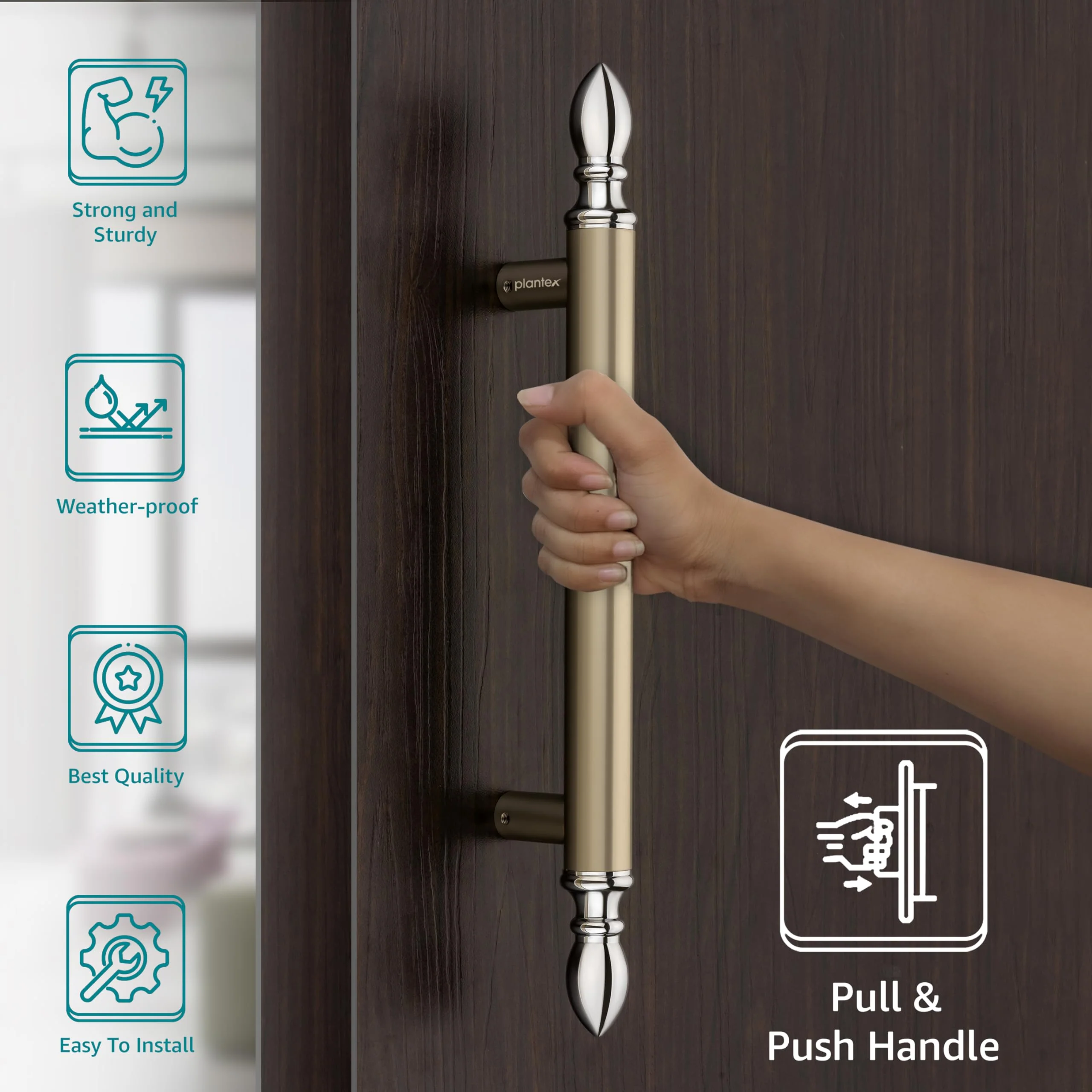 Plantex Altros Main Door Handle/14 Inch Door Handle for Main Door/Pull Push Handle for Home/Hotel/Office – Pack of 1 (106,White Satin and Chrome Finish) - 3 Years Warranty - Image 3