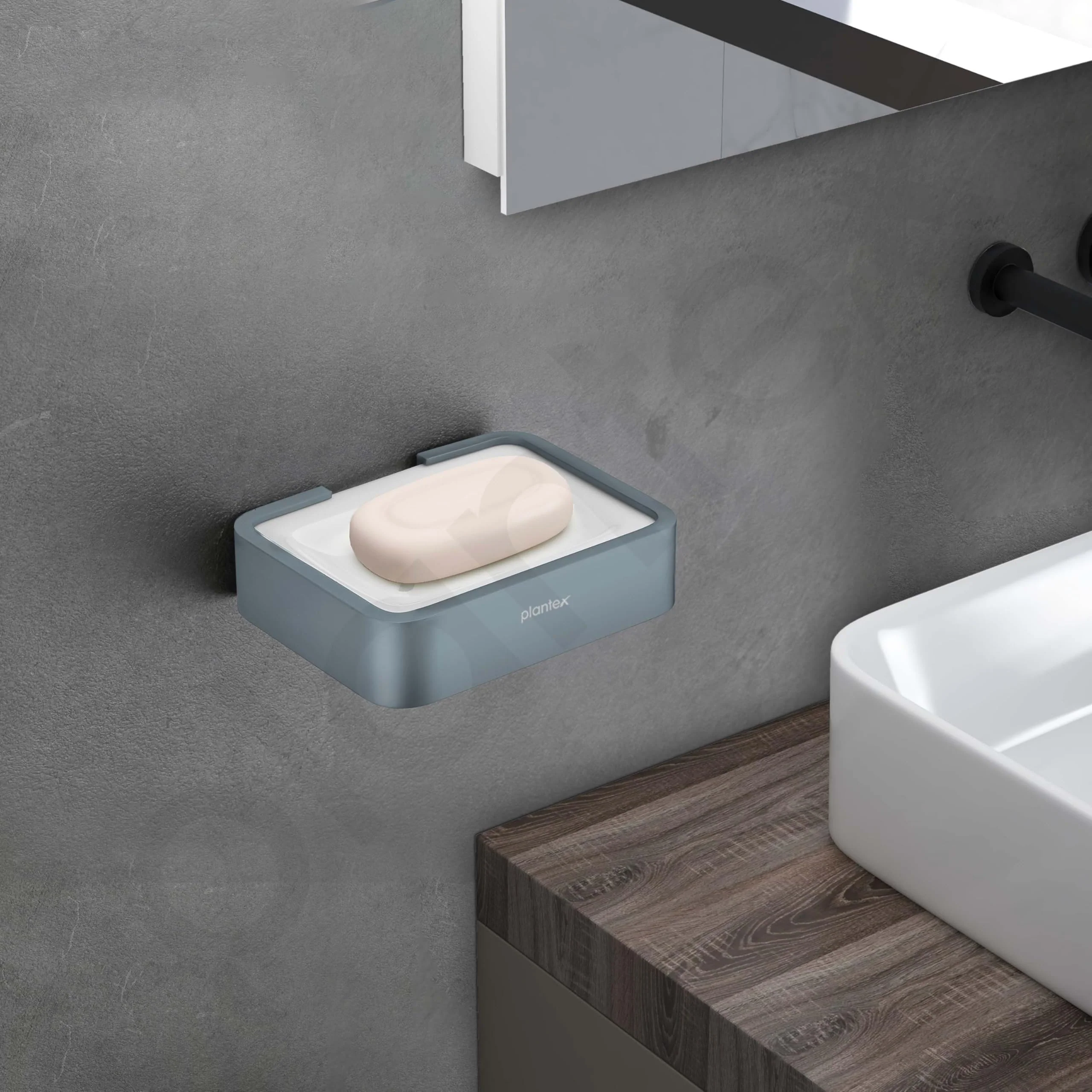 Plantex Aluminium and Acrylic Soap Case/Soap Holder for Bathroom/Soap Stand/Bathroom Accessories - (Grey and Milky White) - Image 2