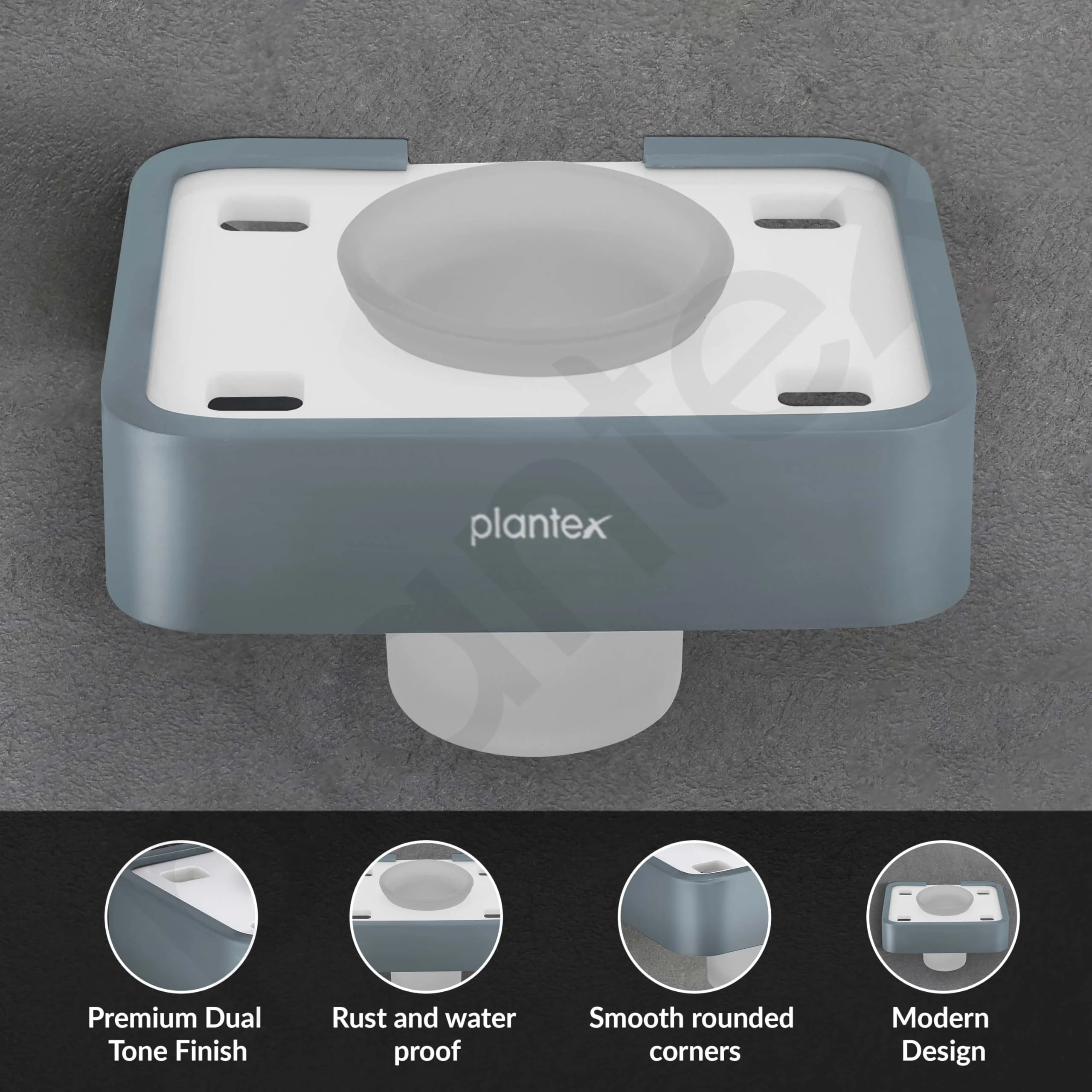 Plantex Aluminium and Acrylic Toothbrush Holder/Tumbler Holder for Bathroom/Toothpaste/Razor Holder/Bathroom Accessories - (Grey and Milky White) - Image 4