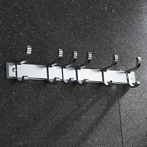 Plantex Aluminum 6 Movable Cloth Hooks for Wall/Bathroom Hanger/Hook Hanger for Clothes/Towel/Keys - Hook Rail for Bathroom (6 Hooks, Chrome) - Image 3