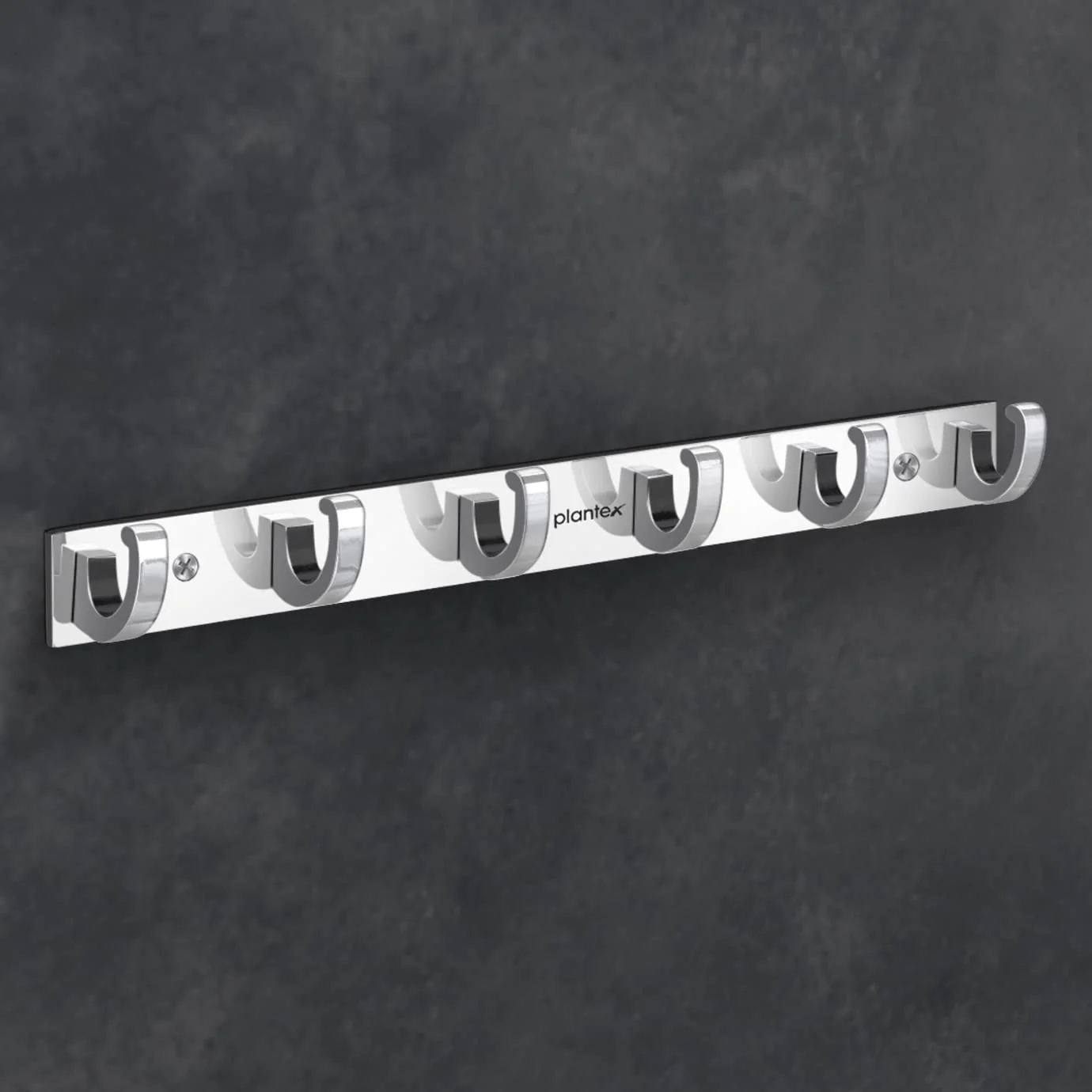 Plantex Aluminum Over The Door Hook Hanger/Hook Rail with 6 Hooks for Walls of Bathroom/Kitchen - Hook Rail for Bathroom - Pack of 2 (6 Pin, Chrome) - Image 5