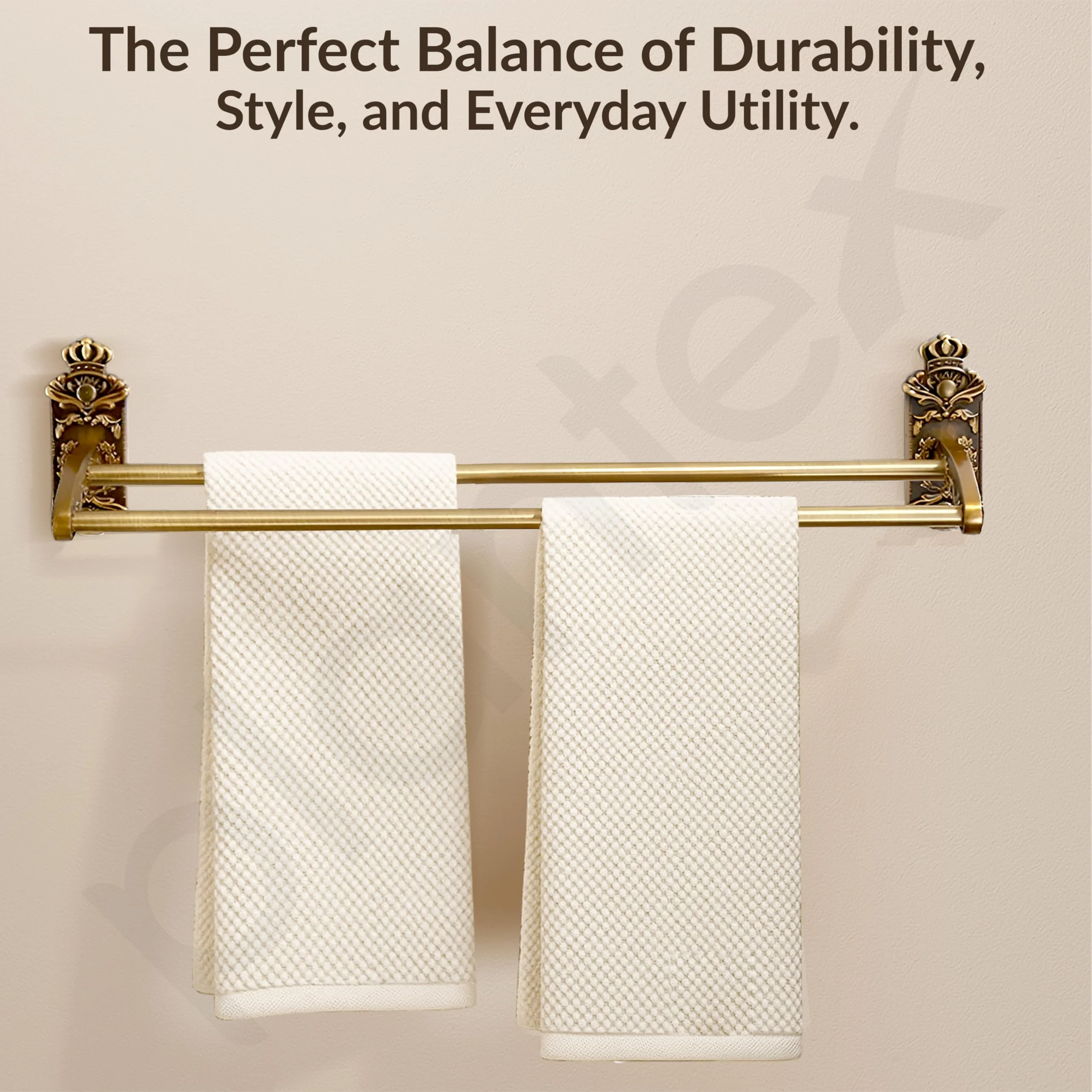 Plantex Antique Dual Towel Rod for Bathroom/Towel Holder/Hanger/Bar/Bathroom Accessories (24 Inch,Brass-Antique Finish) - Image 7