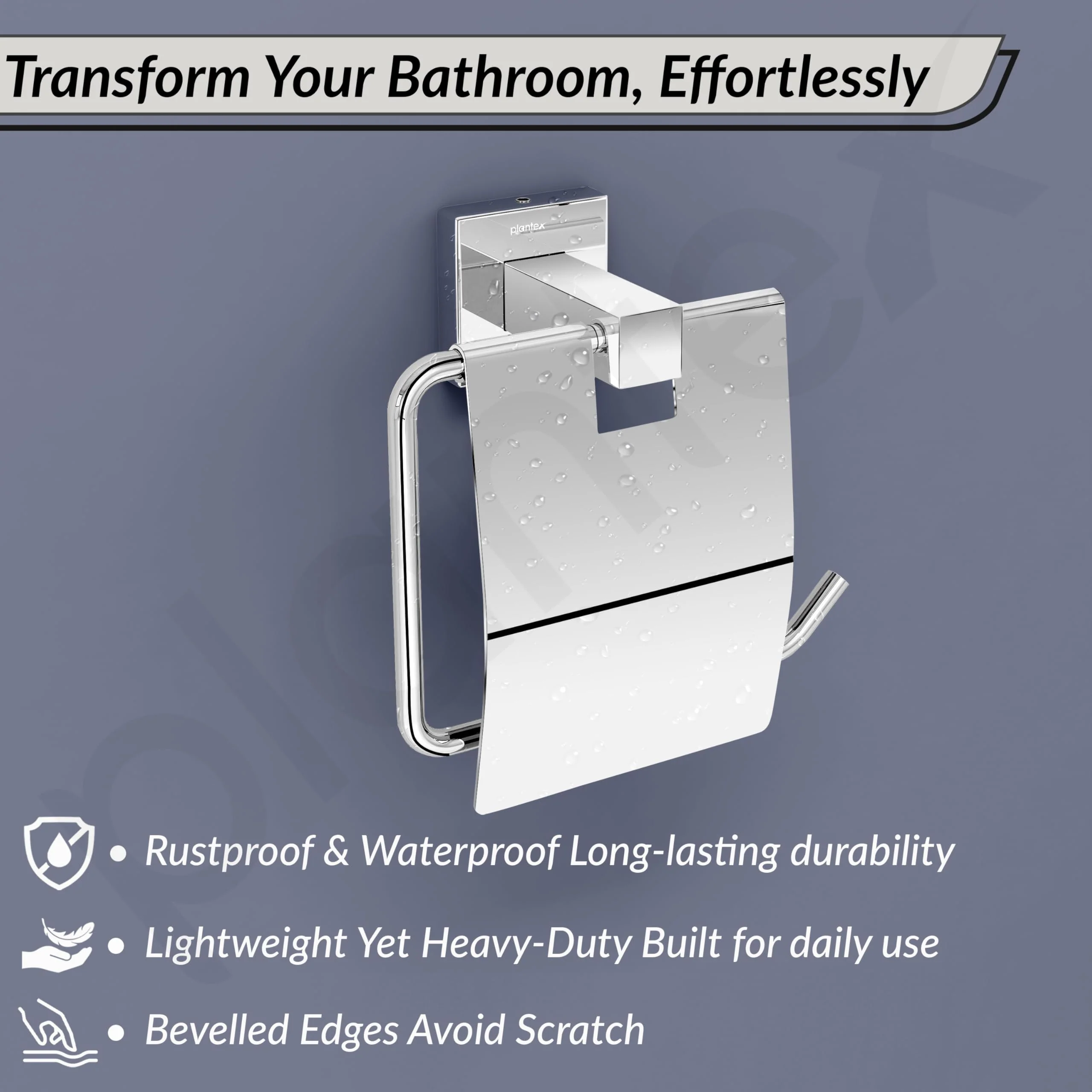 Plantex Aqua Heavy-Duty Stainless Steel Toilet Paper Roll Holder/Toilet Paper Holder in Bathroom/Kitchen/Bathroom Accessories (Chrome) - Pack of 1 - Image 6