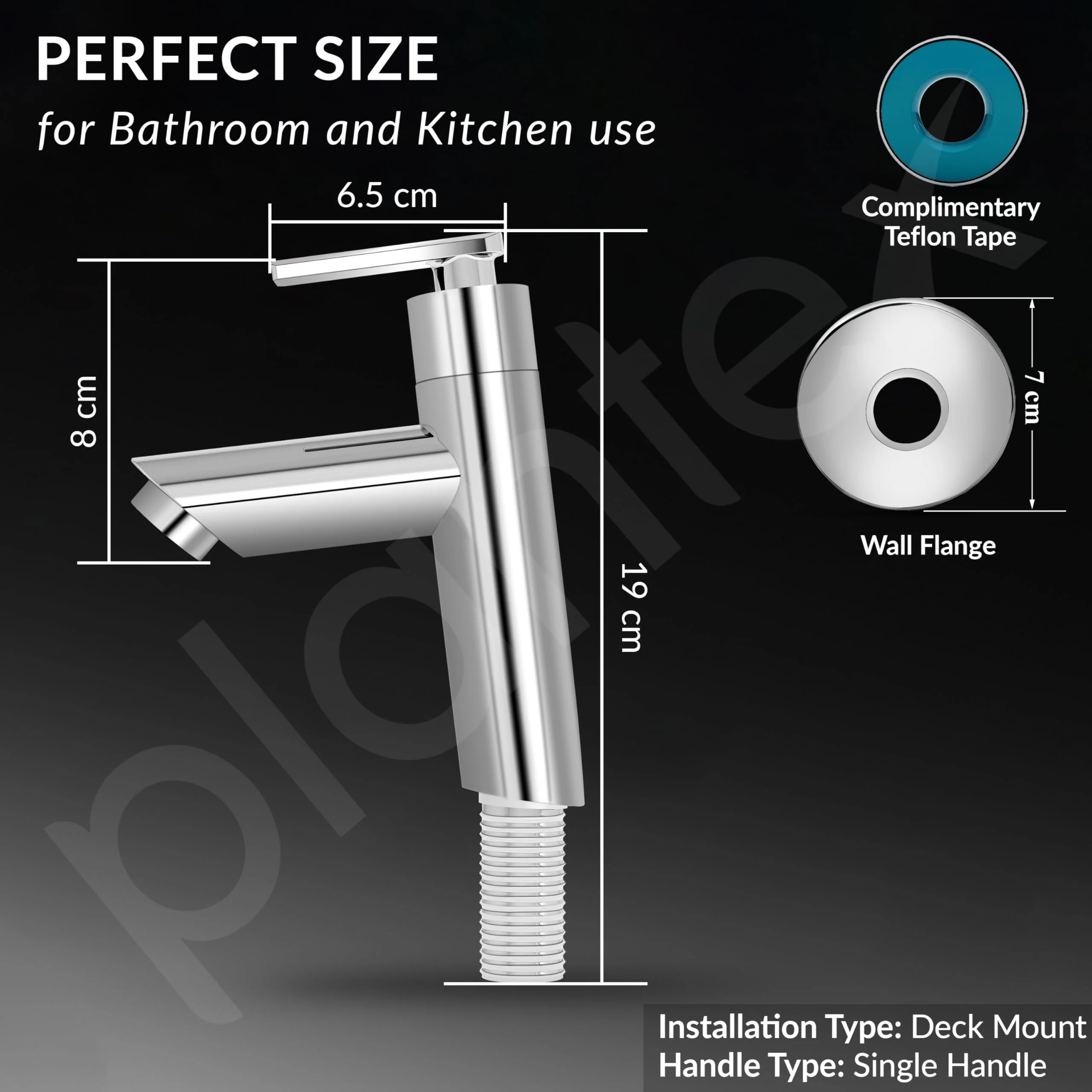 Plantex BAL-503 Pillar Cocke Tap for Wash Basin/Tabletop Basin Tap with Teflon Tape/Pillar Tap for Bathroom/7 Year Warranty (Mirror Chrome) - Image 4