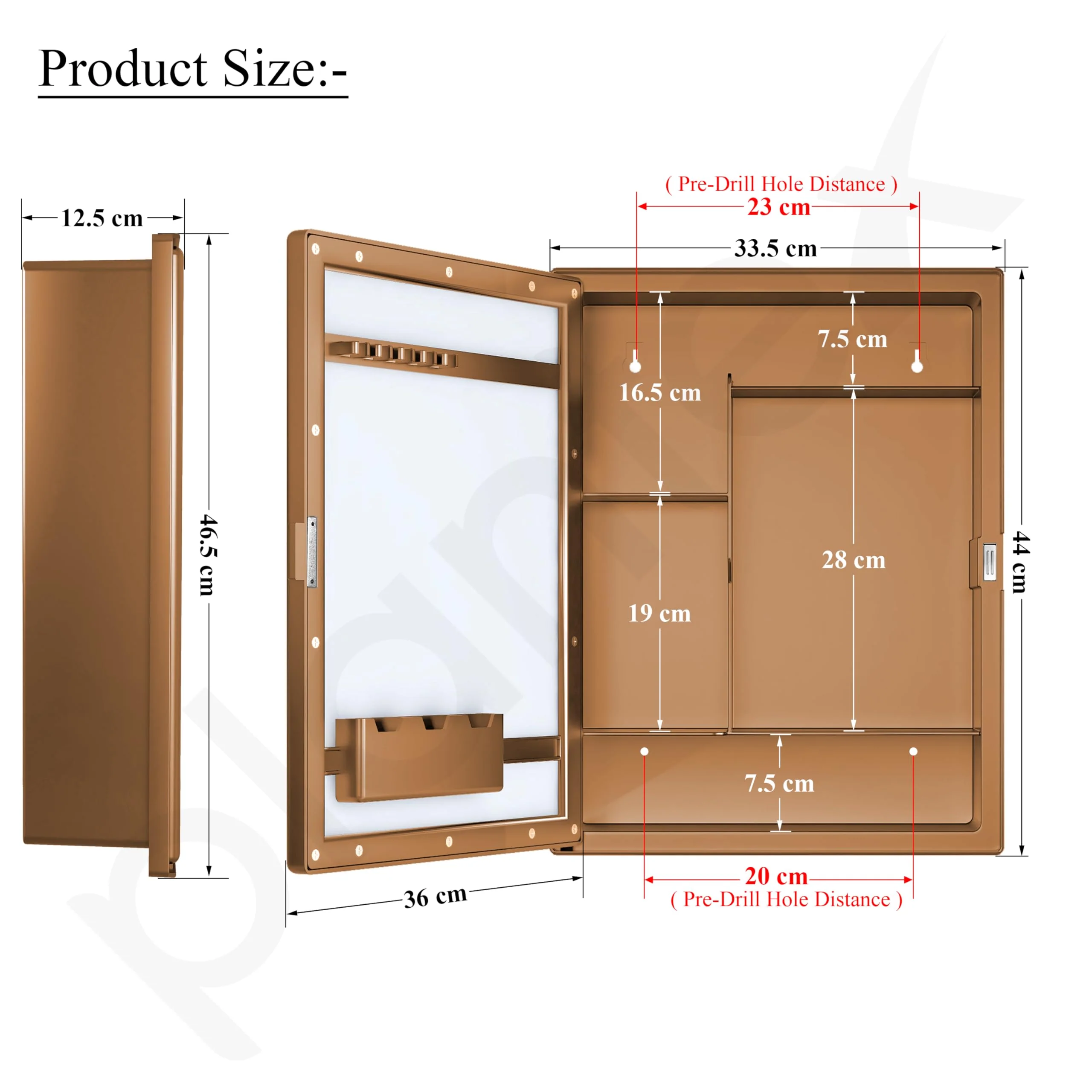Plantex Bathroom Cabinet with Mirror/ABS Bathroom Storage Organiser/Multipurpose Shelf/Wall Mount Mirror Cabinet for Wash Basin (14x18 Inch, Brown) - Image 4