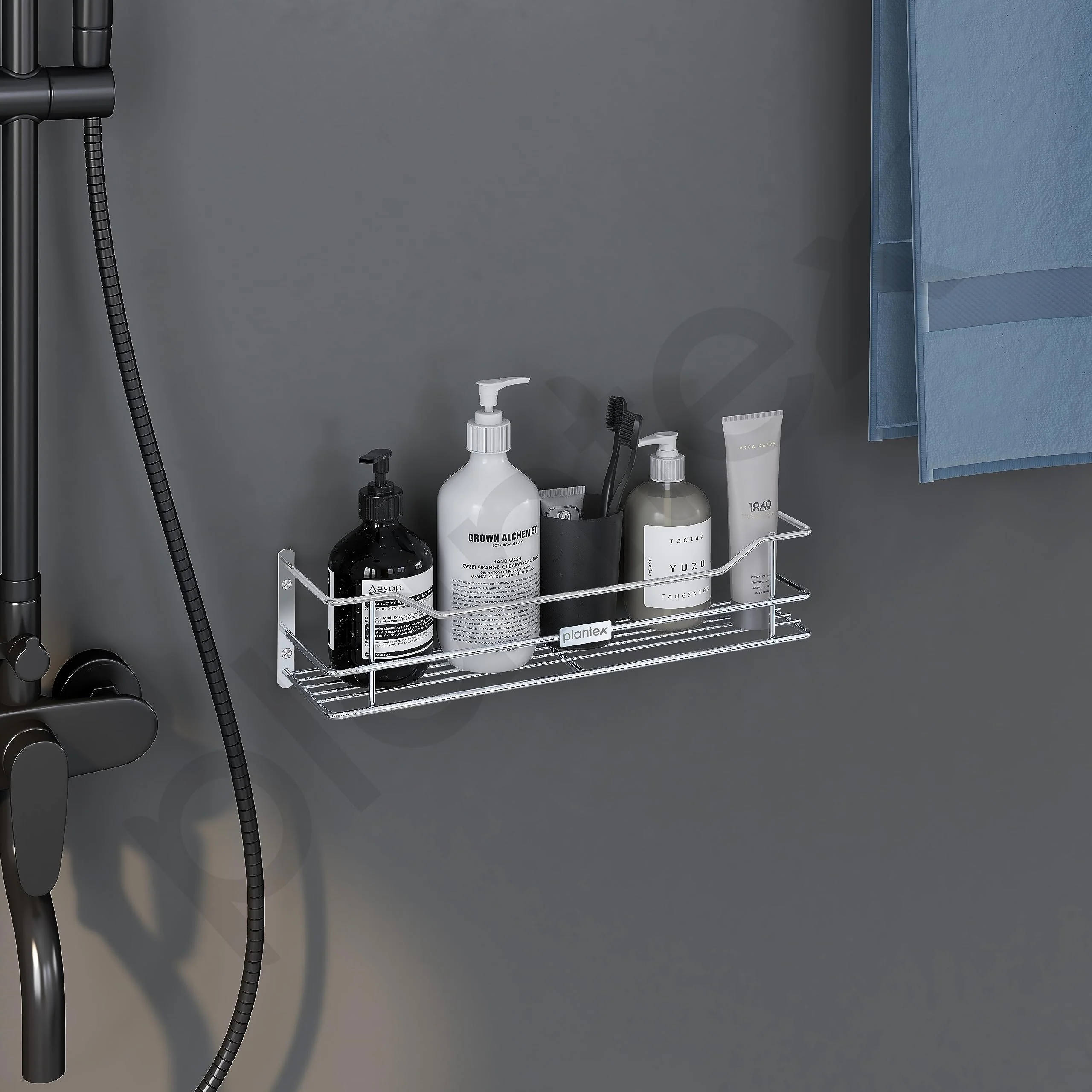 Plantex Bathroom Shelf for Wall Steel/Wall Mounted Shelf for Kitchen with Railings/Washroom Organizer (16 inch, Chrome) - Image 2