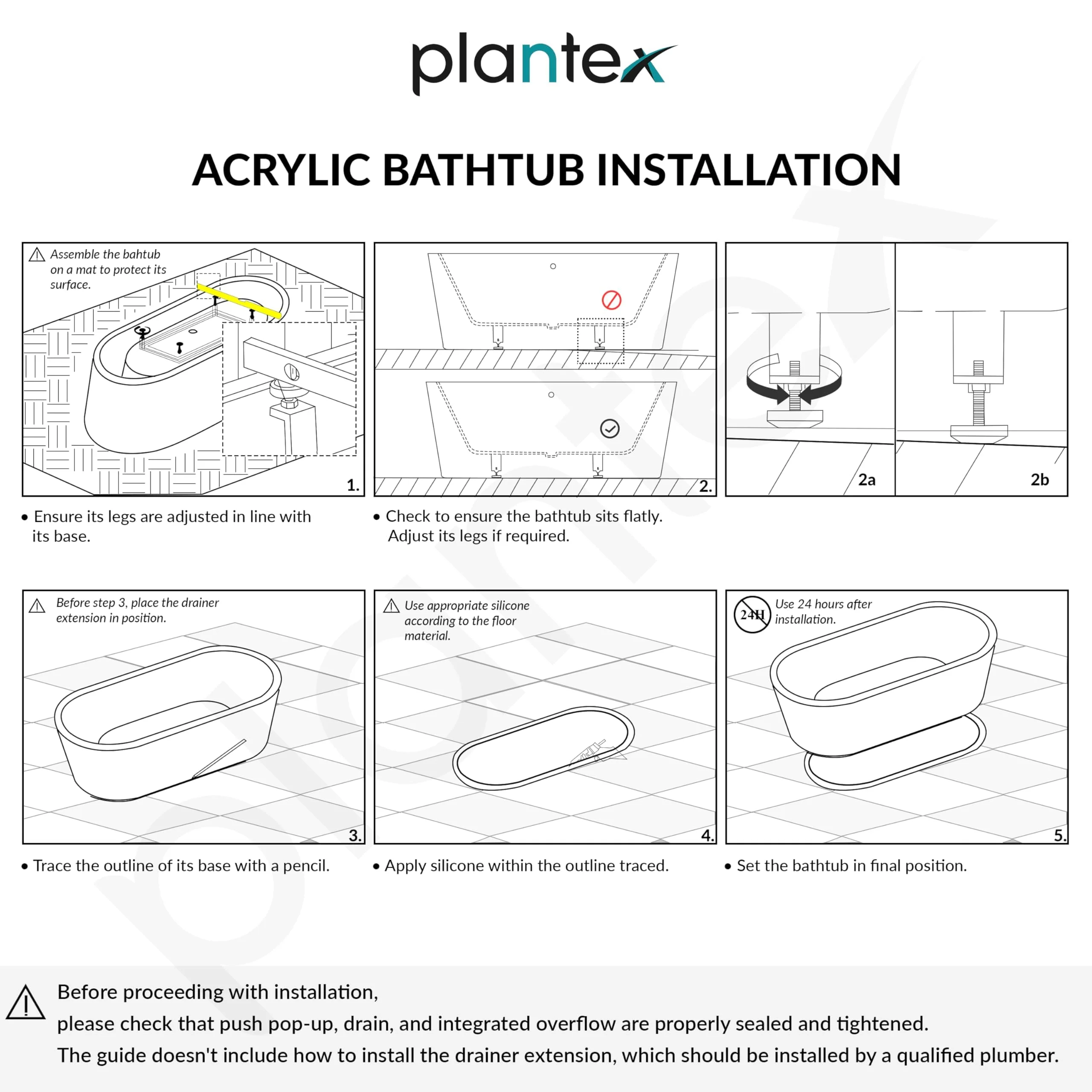 Plantex Bathtub For Bathroom/Bath tub for Adults/Deep Soaker Freestanding Bathtub with Overflow, Popup and Drain Pipe (BSM-211-White-1700mm) - Image 6