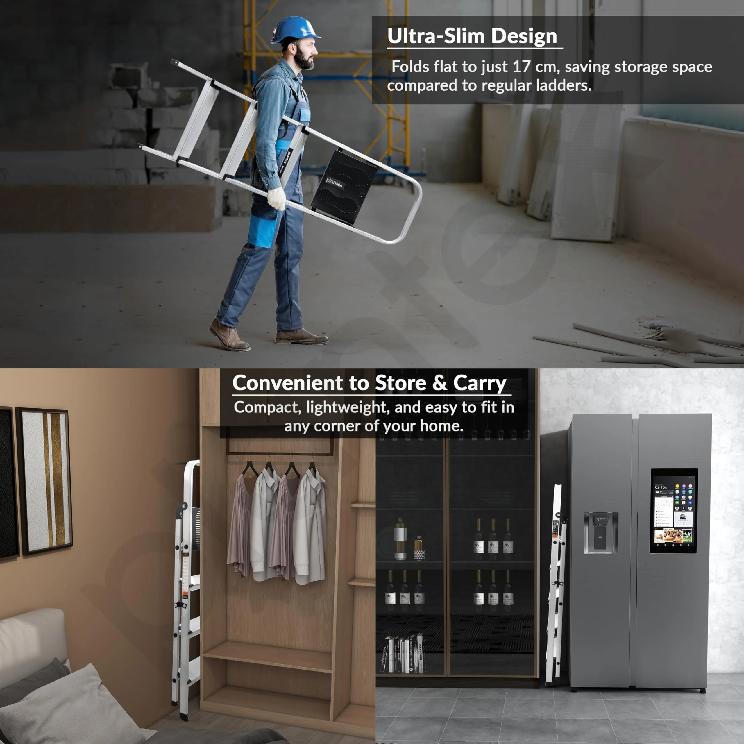Plantex Big Foot 4 Step Ladder for Home/Fully Aluminium Folding Ladder/Wide Anti-Skid Steps (Black-Silver) - Image 7