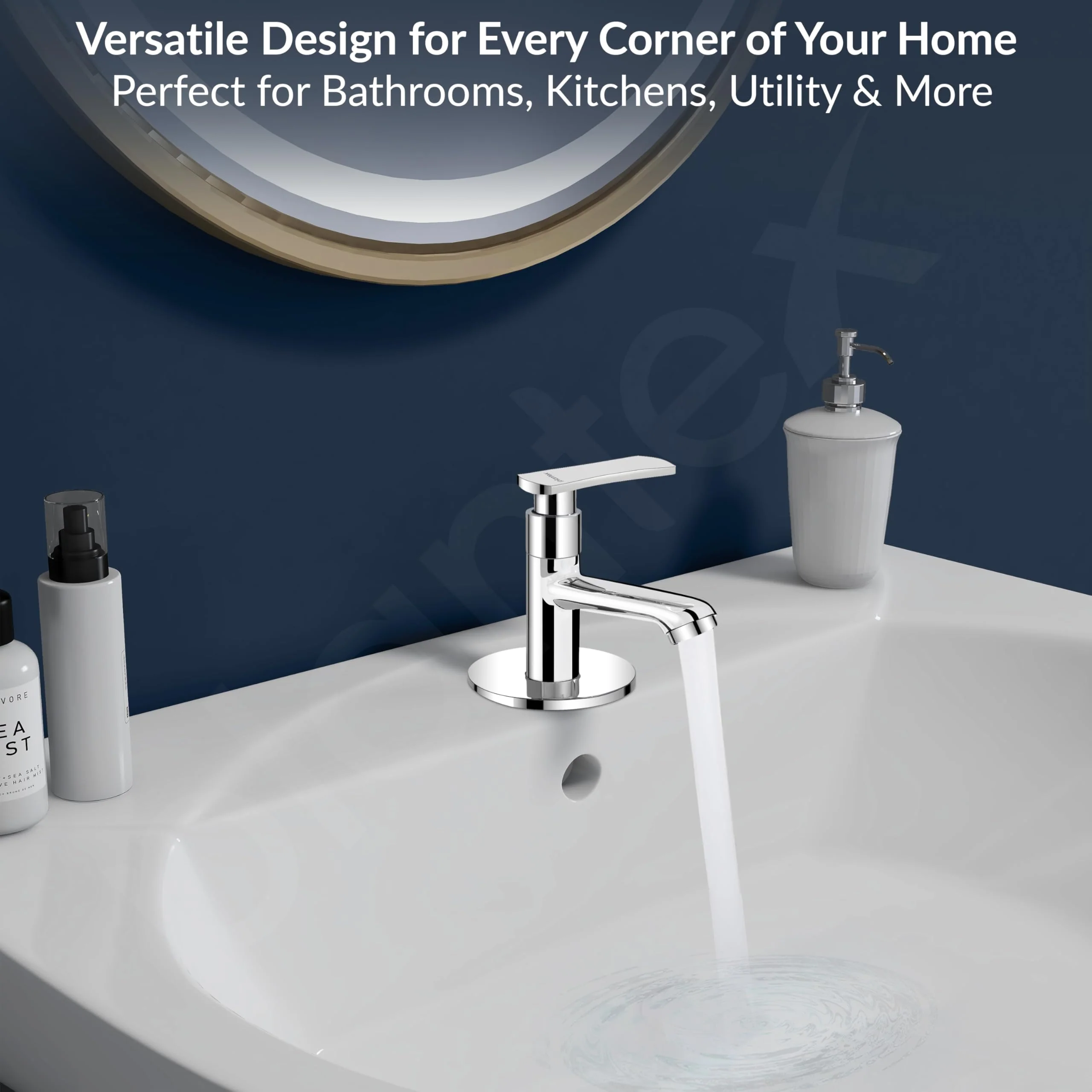 Plantex Brass Pillar Cock Water Tap/Pillar Cock for Wash Basin with Teflon Tape/Single Lever Tabletop Basin Tap - (3501, Chrome) - Image 4