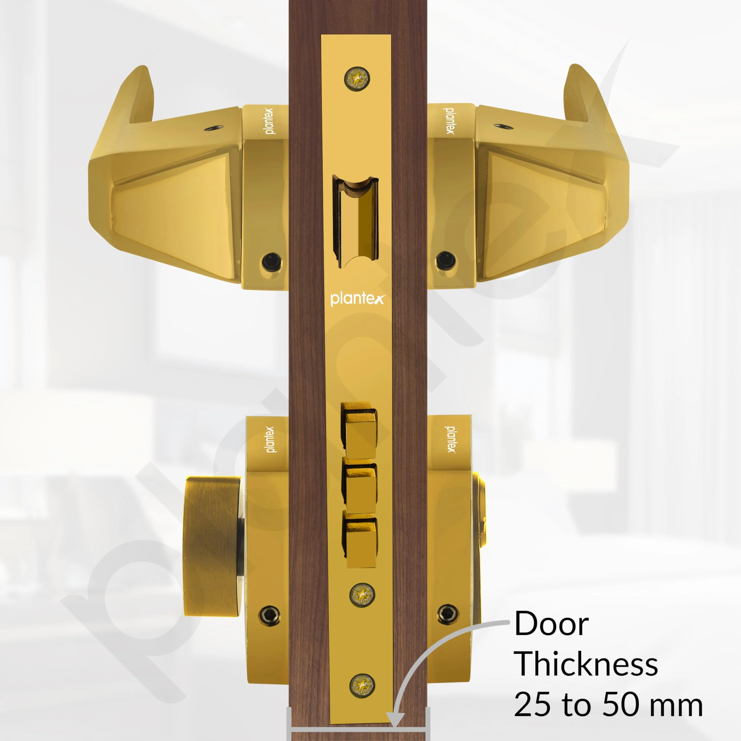 Plantex Brass Premium Door Lock With 3 Years Of Warranty/Main Door Locks For Home/Mortise Handle For Door - Main Door Lock Set (PT-003- Gold) - Image 5