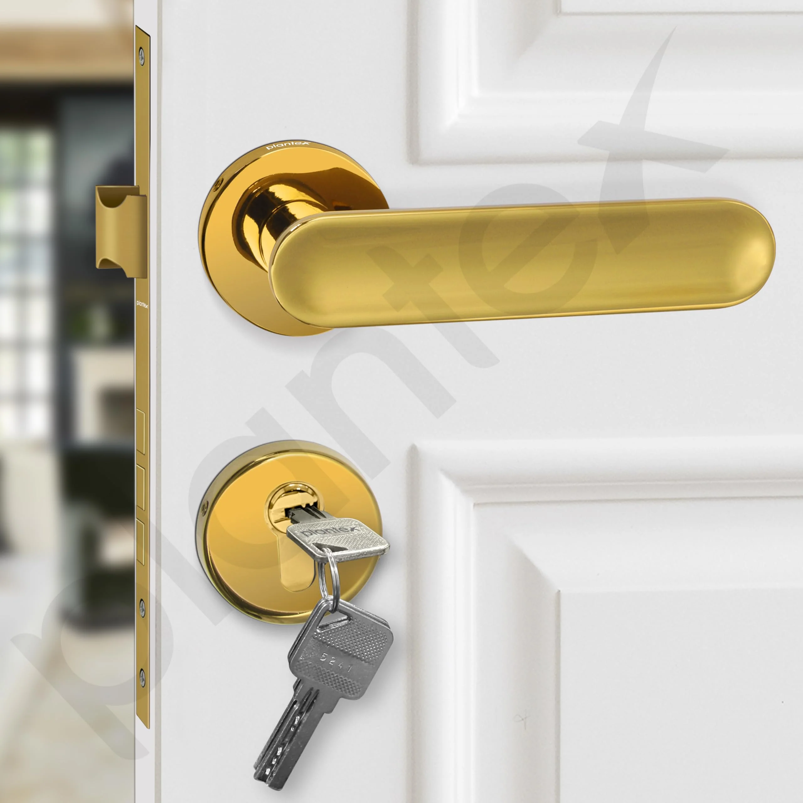 Plantex Brass Premium Door Lock With 3 Years Warranty - Main Door Knob for Home, Mortise Lock Set With PVD Gold Finish - Image 7
