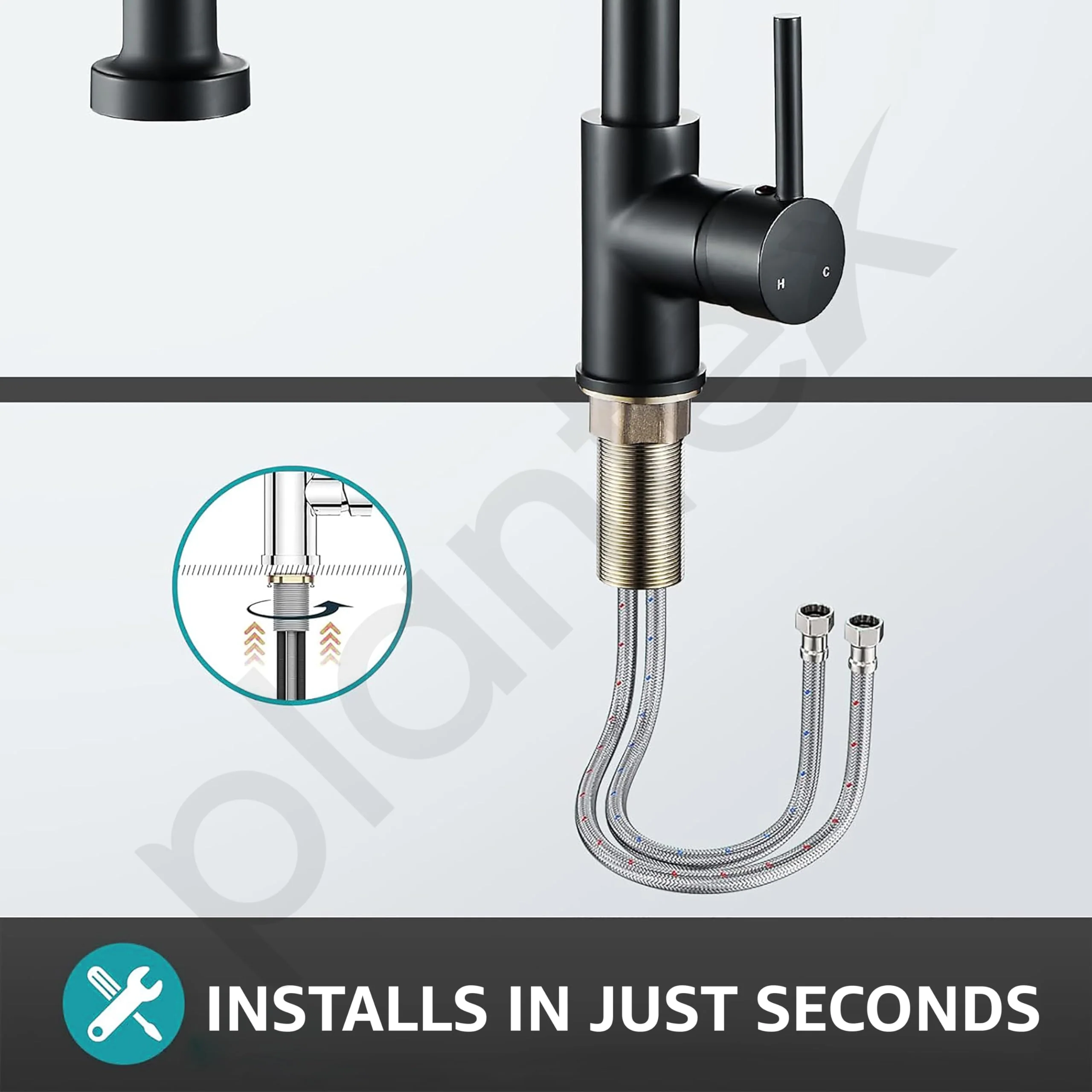 Plantex Brass Sink Tap for Kitchen with 360° Swivel Spout/Single Lever Kitchen Faucet with Dual Flow Mixer Tap/Water tap for Kitchen Sink-(Matte Black) - Image 6