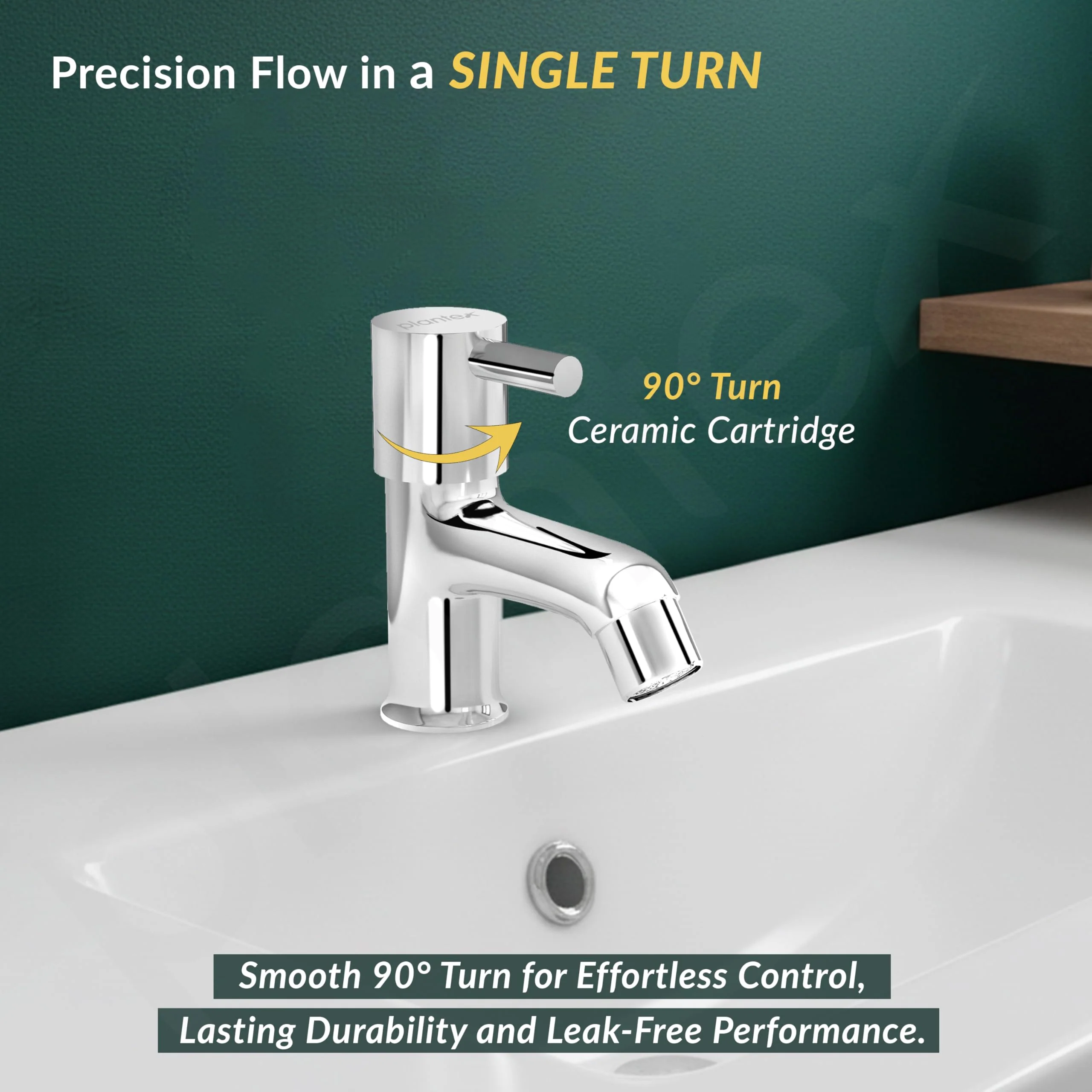Plantex Brass Spindle Pillar Tap for Wash Basin with Water Saving Aerator/Tabletop Wash Basin tap/Bathroom Tap-(MKS-1273-Chrome) - Image 5