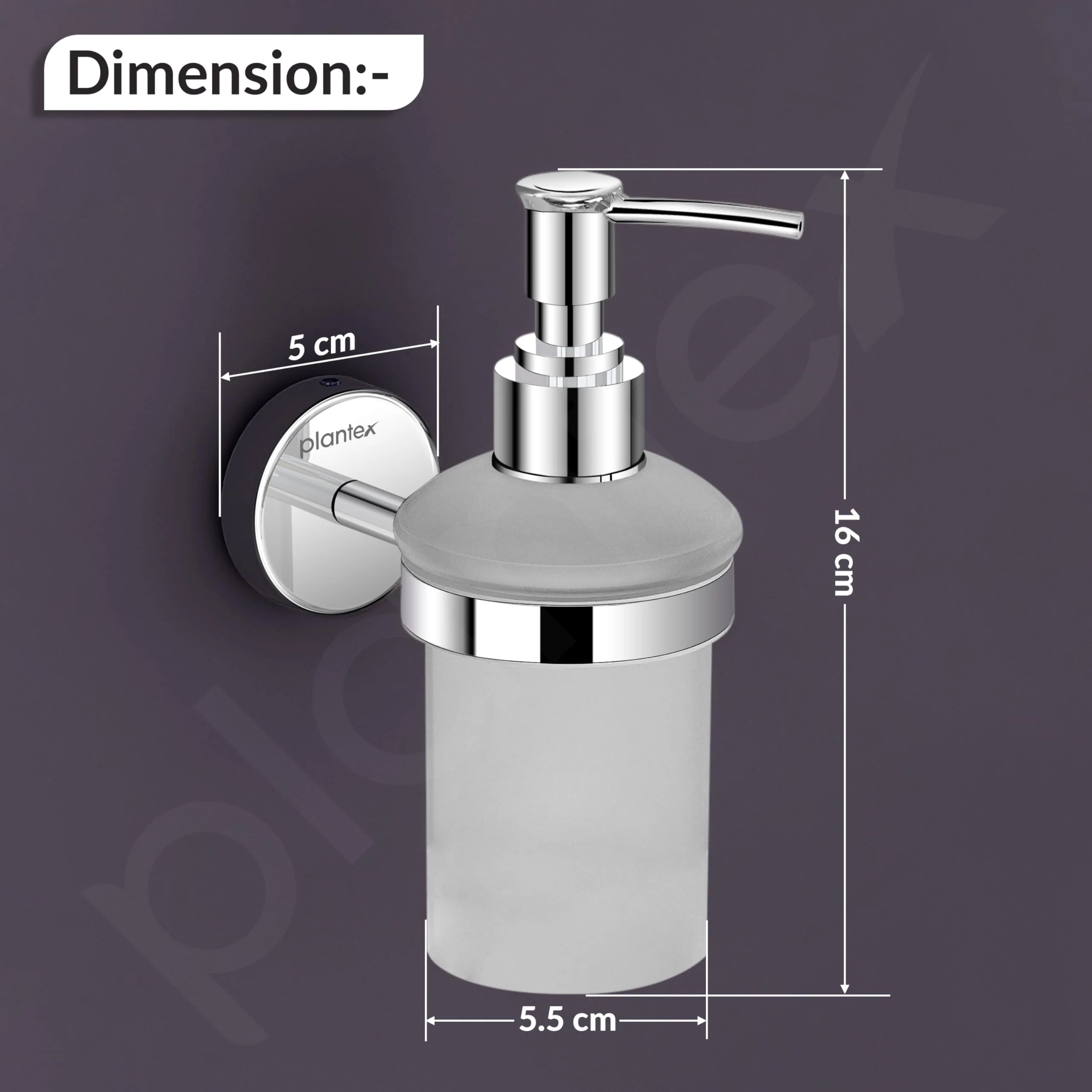 Plantex Brezza Stainless Steel Glass Liquid Soap Dispenser/Shampoo Dispenser/Handwash Dispenser/Bathroom Accessories - Chrome - Image 4