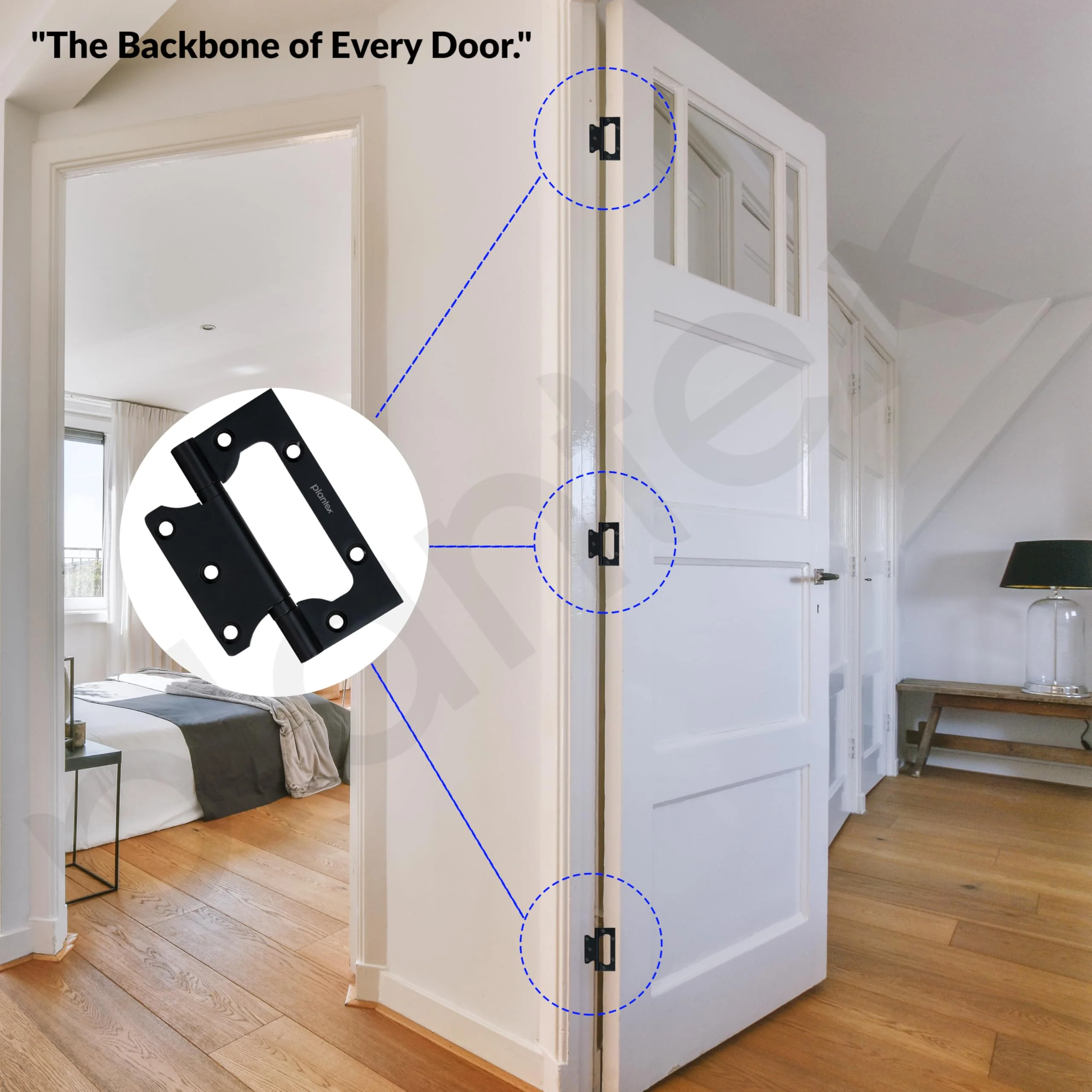 Plantex Butterfly Hinges for Door/Stainless Steel Door Hinges/Non-Mortise Hinges/4 Inch x 14 Gauge Hinges/2.5 mm Hinges for Home/Office/Hotel - Pack of 1 (Black) - Image 7