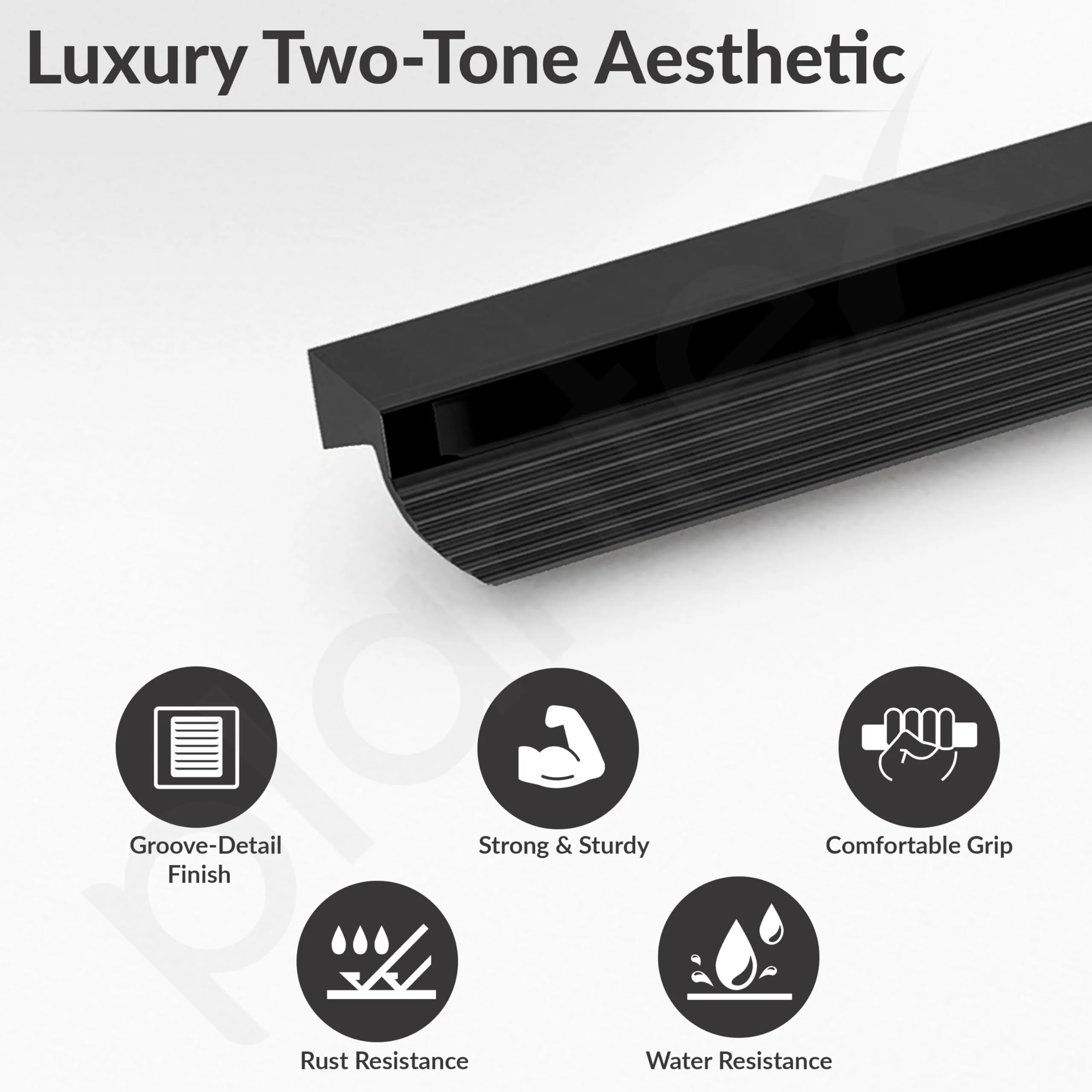 Plantex Cabinet Handle/160mm Handle for Drawers/Wardrobe/Kitchen Handle/Door Pull-Push Handle for Home/Office - Pack of 1 (Black) - Image 2