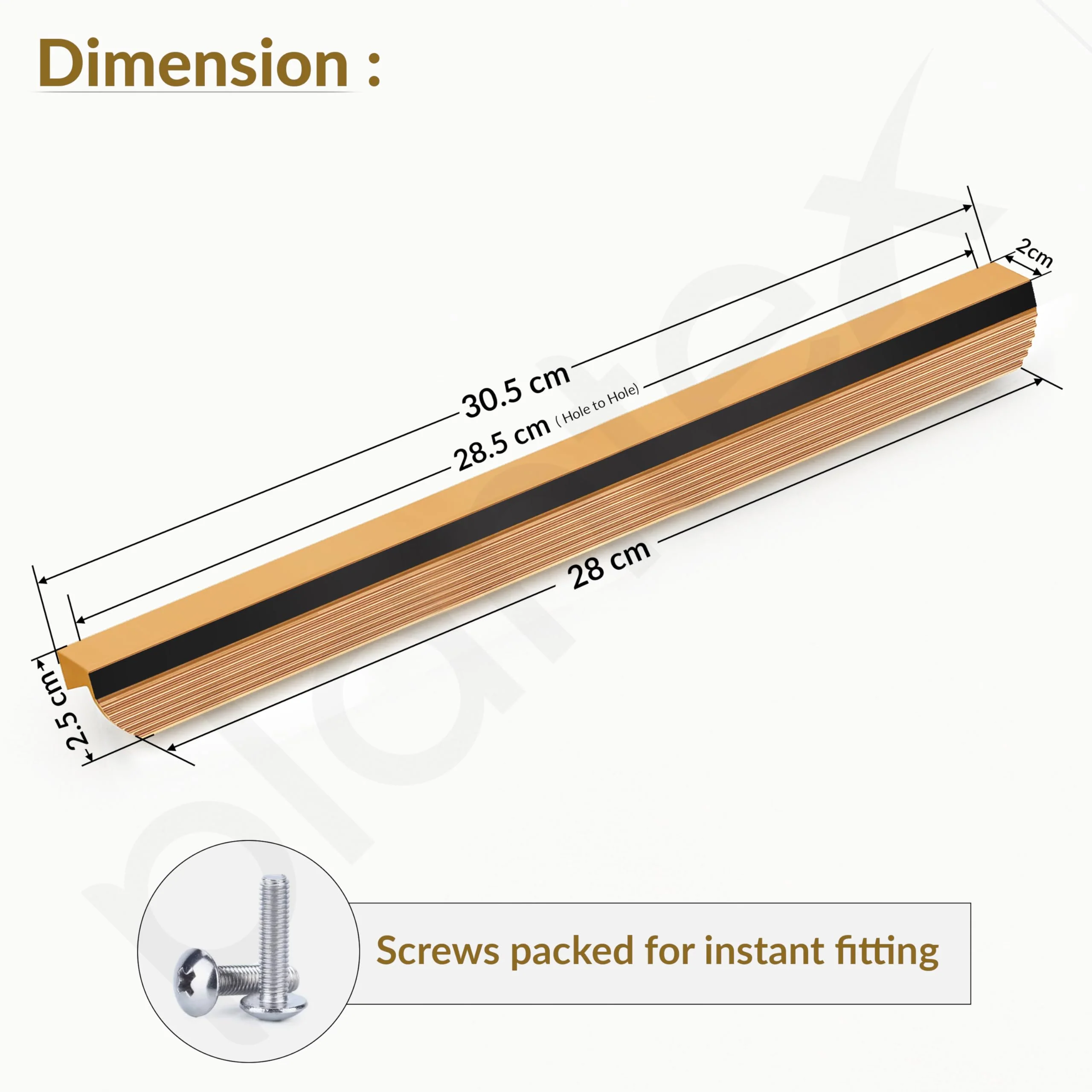 Plantex Cabinet Handle/288mm Handle for Cabinet/Door Pull-Push Handle for Home/Office - Pack of 1 (Gold) - Image 3