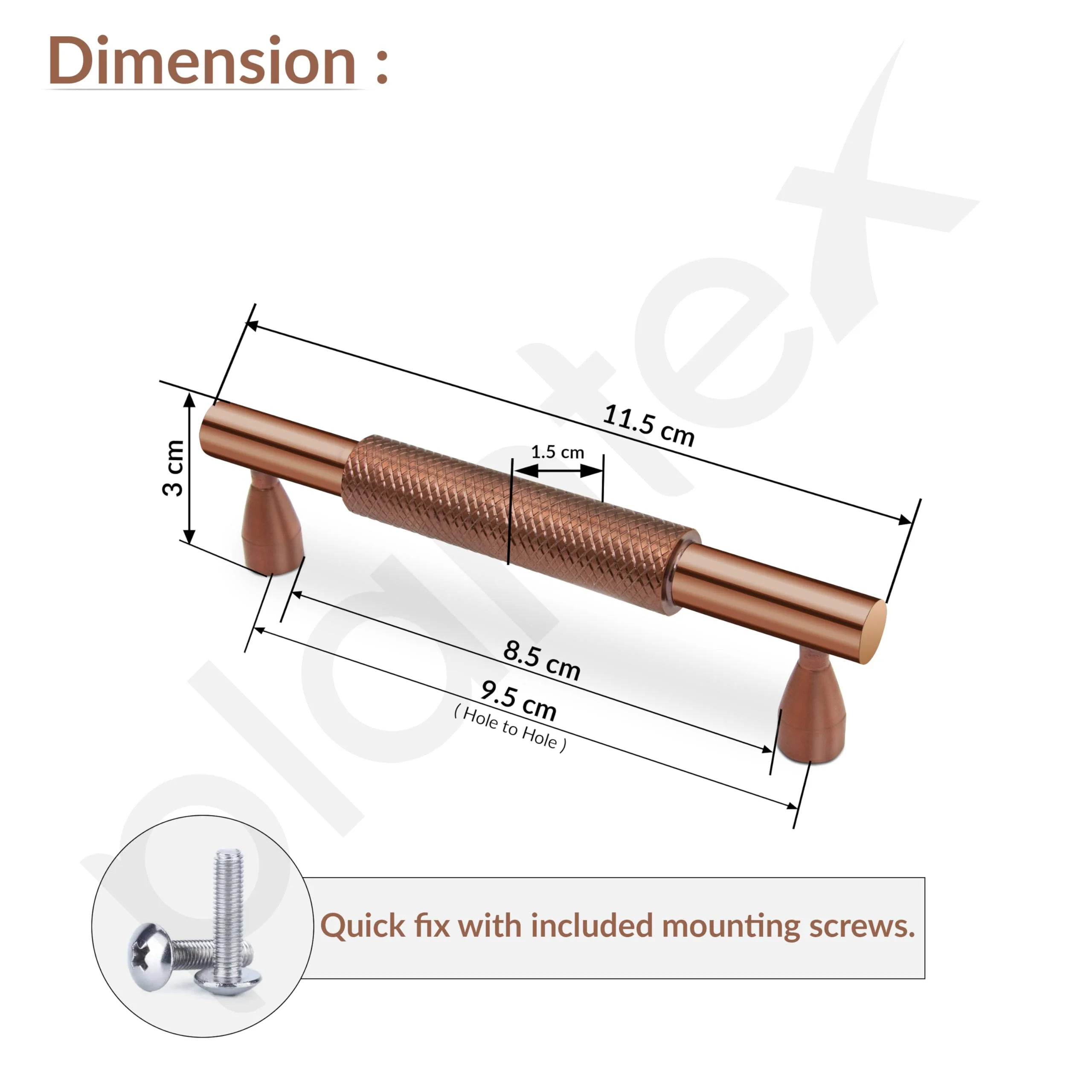 Plantex Cabinet Handle/96mm Handle for Cabinet/Wardrobe/Kitchen Handle/Door Pull-Push Handle for Home/Office - Pack of 1 (Rose Gold) - Image 3