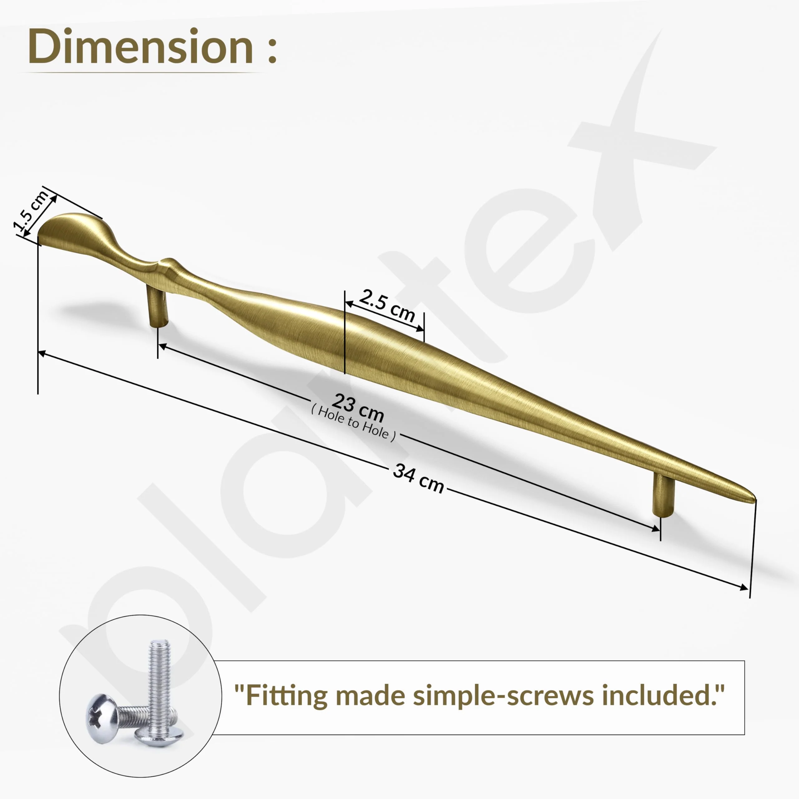 Plantex Cabinet Handle/Kitchen Cabinet Door Handle/Wardrobe/224 mm Cupboard Handle/Door Pull-Push Handle for Home/Office - Pack of 2 (Brass Antique) - Image 3
