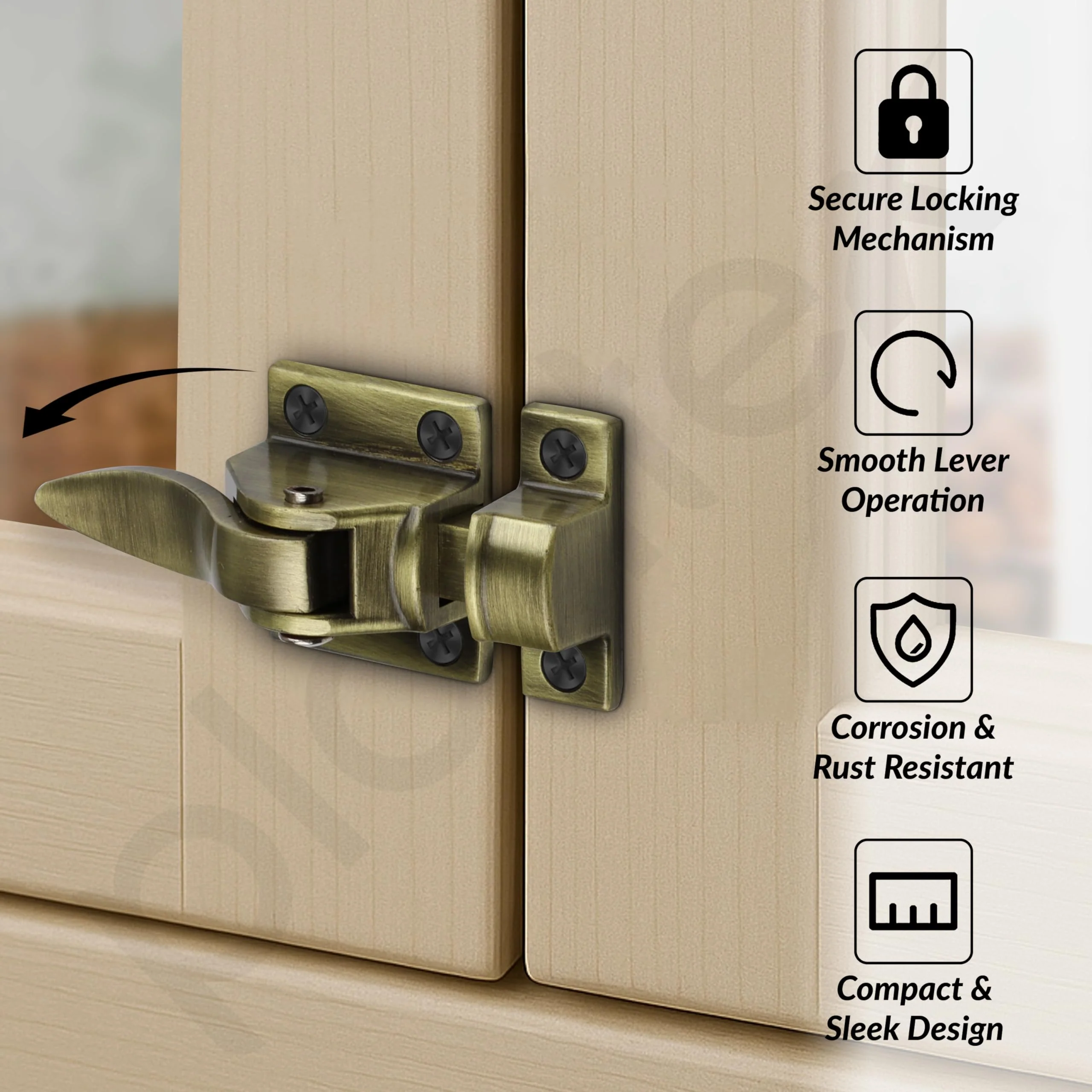 Plantex Cabinet Latch – Heavy-Duty Hatch Case Bolt for Storage Units, Toolboxes, Kitchen Cabinets & Cupboards - Pack of 1 (Brass Antique) - Image 2