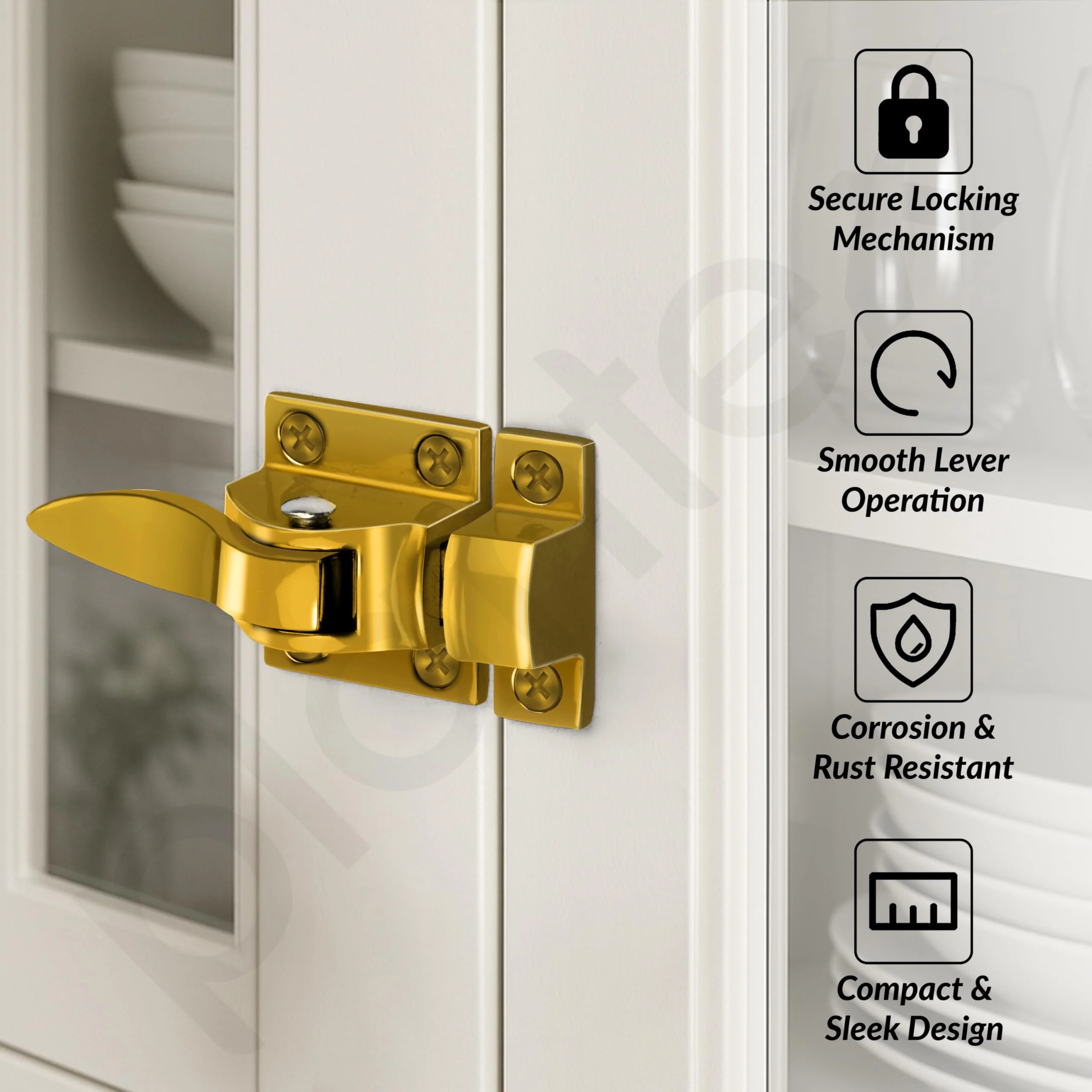 Plantex Cabinet Latch โ Heavy-Duty Hatch Case Bolt for Storage Units, Toolboxes, Kitchen Cabinets & Cupboards - Pack of 1 (Gold) - Image 2