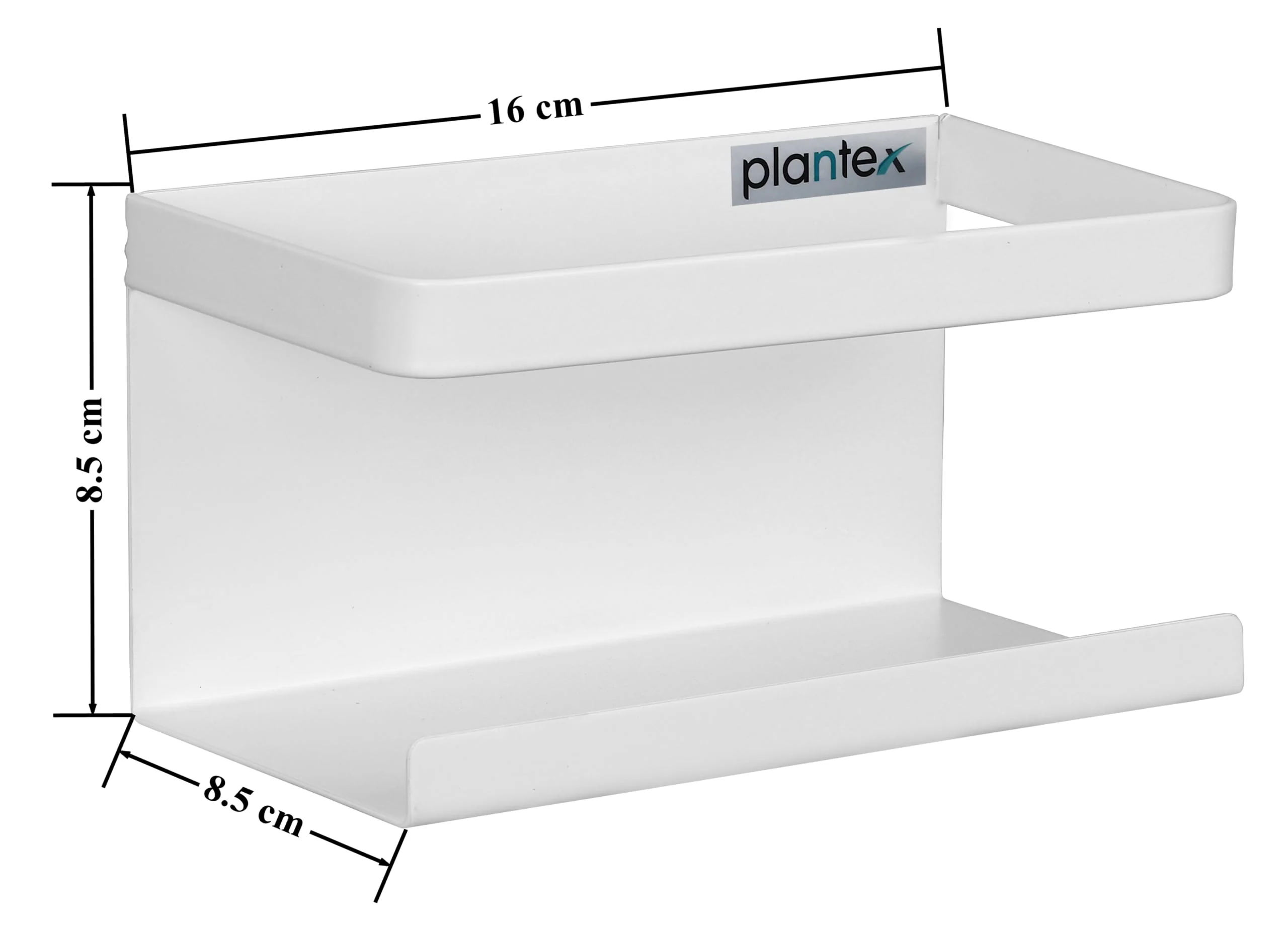 Plantex Carbon Steel Magnetic Shelf For Kitchen/Fridge Organizer Spice Rack/Shelf For Refrigerator - Wall Mount & Railing Mount, Floating Shelves (White) - Image 4
