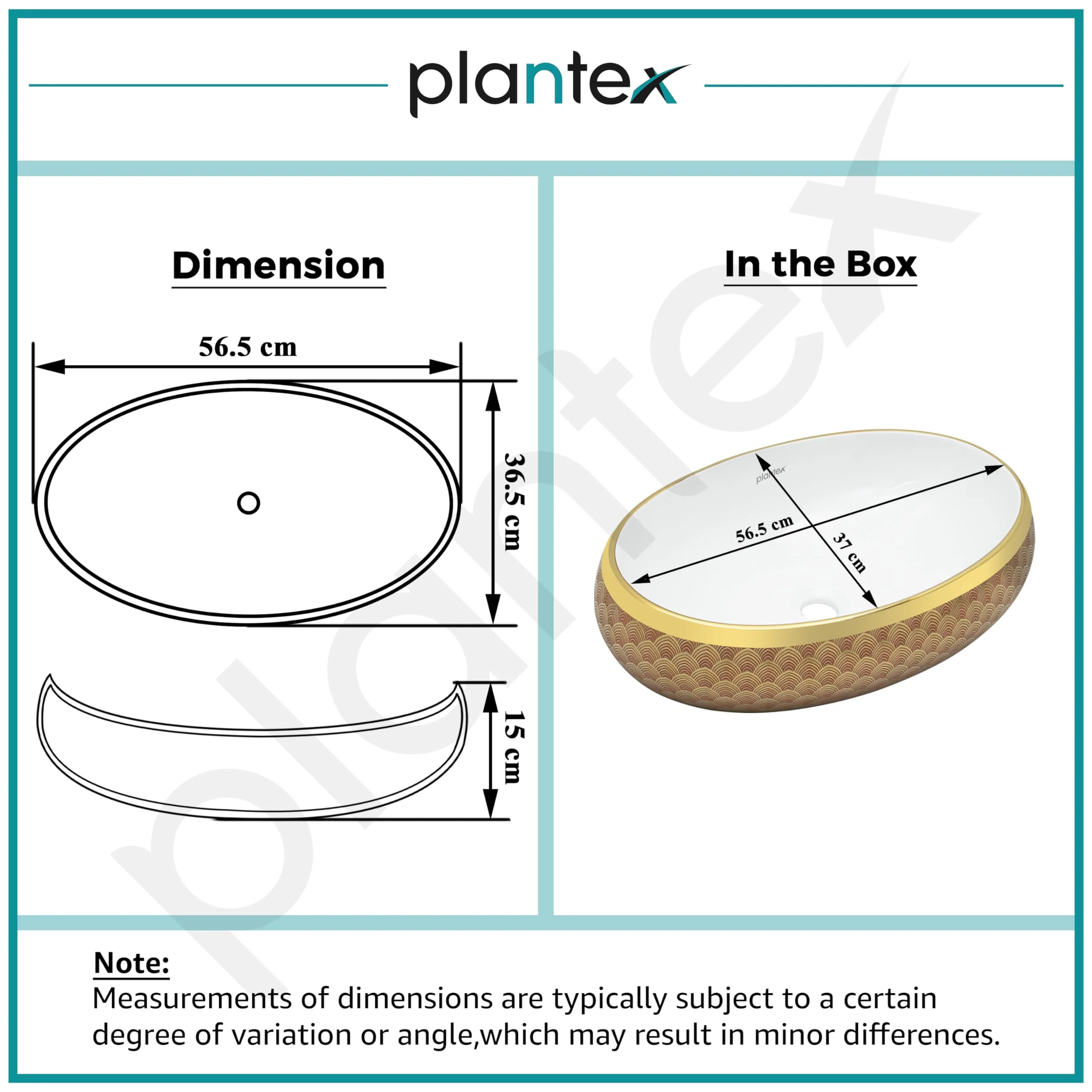 Plantex Ceramic Basin for Bathroom/Designer Table Top Wash Basin/Countertop Vessel Sink for Home/Restaurant/Hotel (24 x 16 x 6.5 Inch) - Image 3
