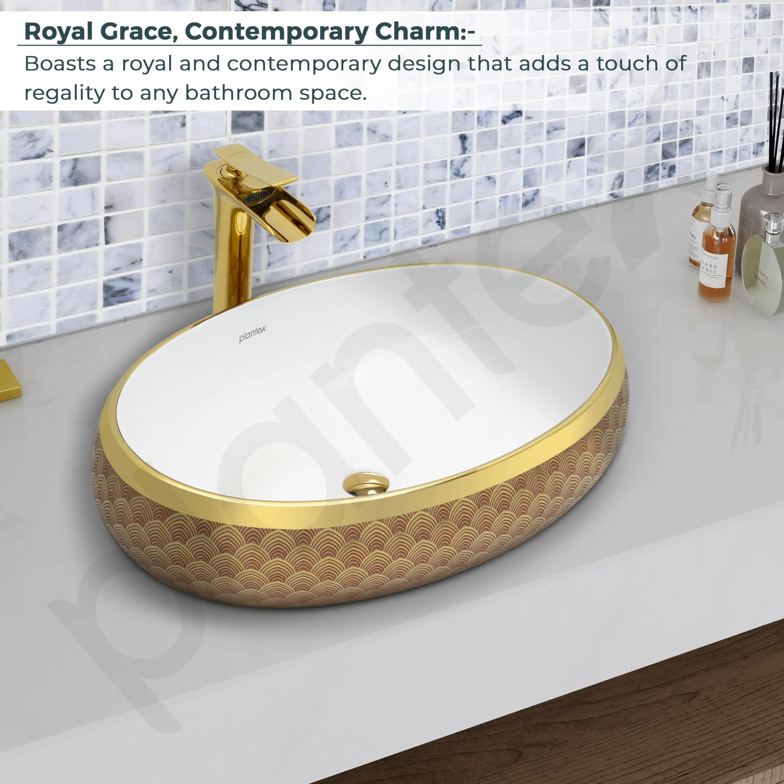 Plantex Ceramic Basin for Bathroom/Designer Table Top Wash Basin/Countertop Vessel Sink for Home/Restaurant/Hotel (24 x 16 x 6.5 Inch) - Image 4