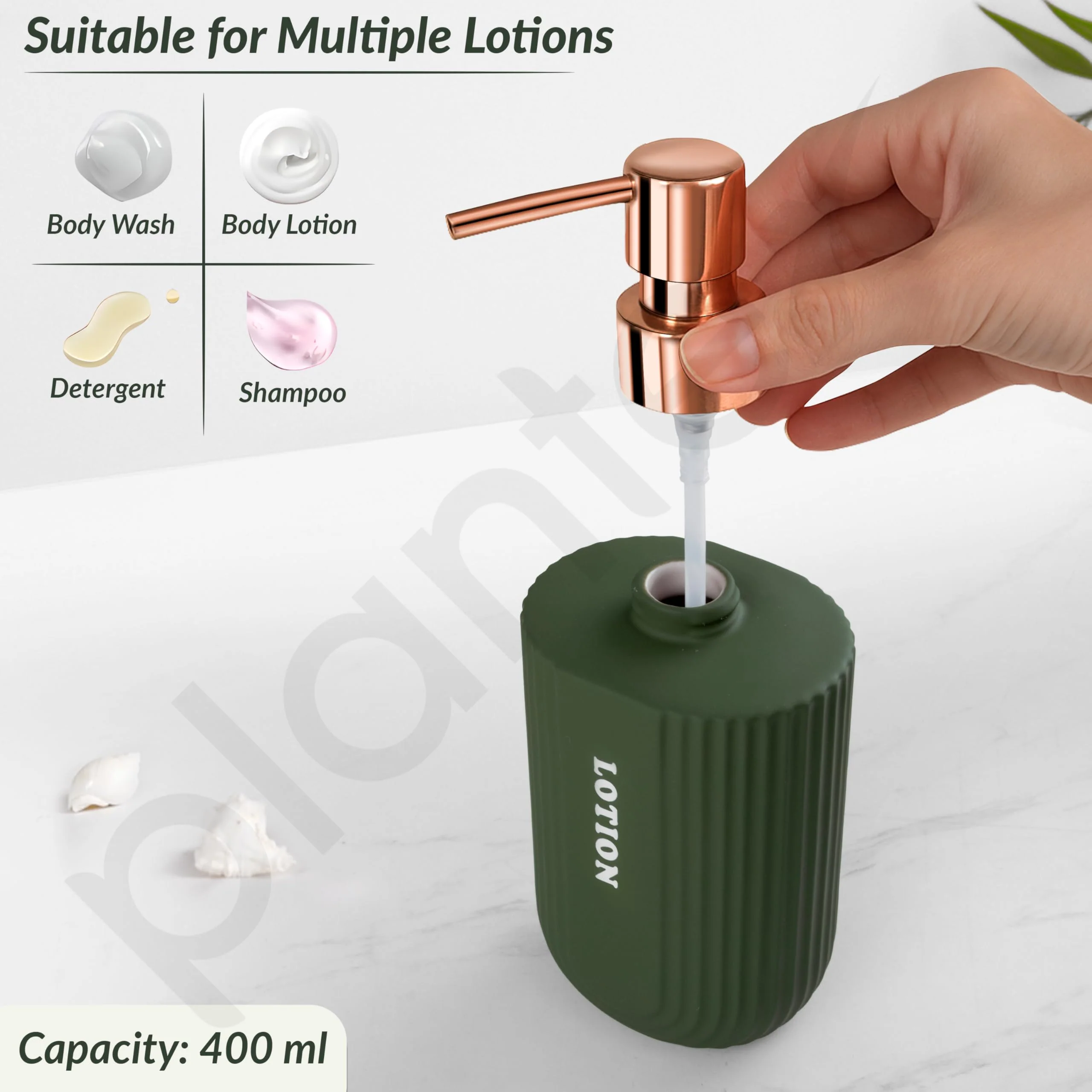 Plantex Ceramic Bathroom Set - Soap Holder for Bathroom/Liquid Soap Dispenser/Tumbler Holder/Toothbrush Holder - 3 Pcs Set - Image 3