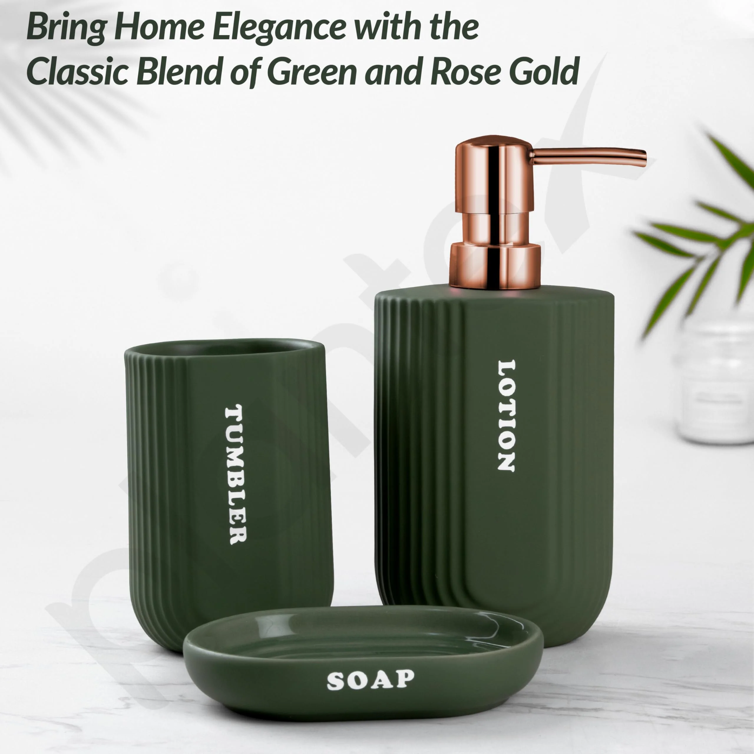 Plantex Ceramic Bathroom Set - Soap Holder for Bathroom/Liquid Soap Dispenser/Tumbler Holder/Toothbrush Holder - 3 Pcs Set - Image 7