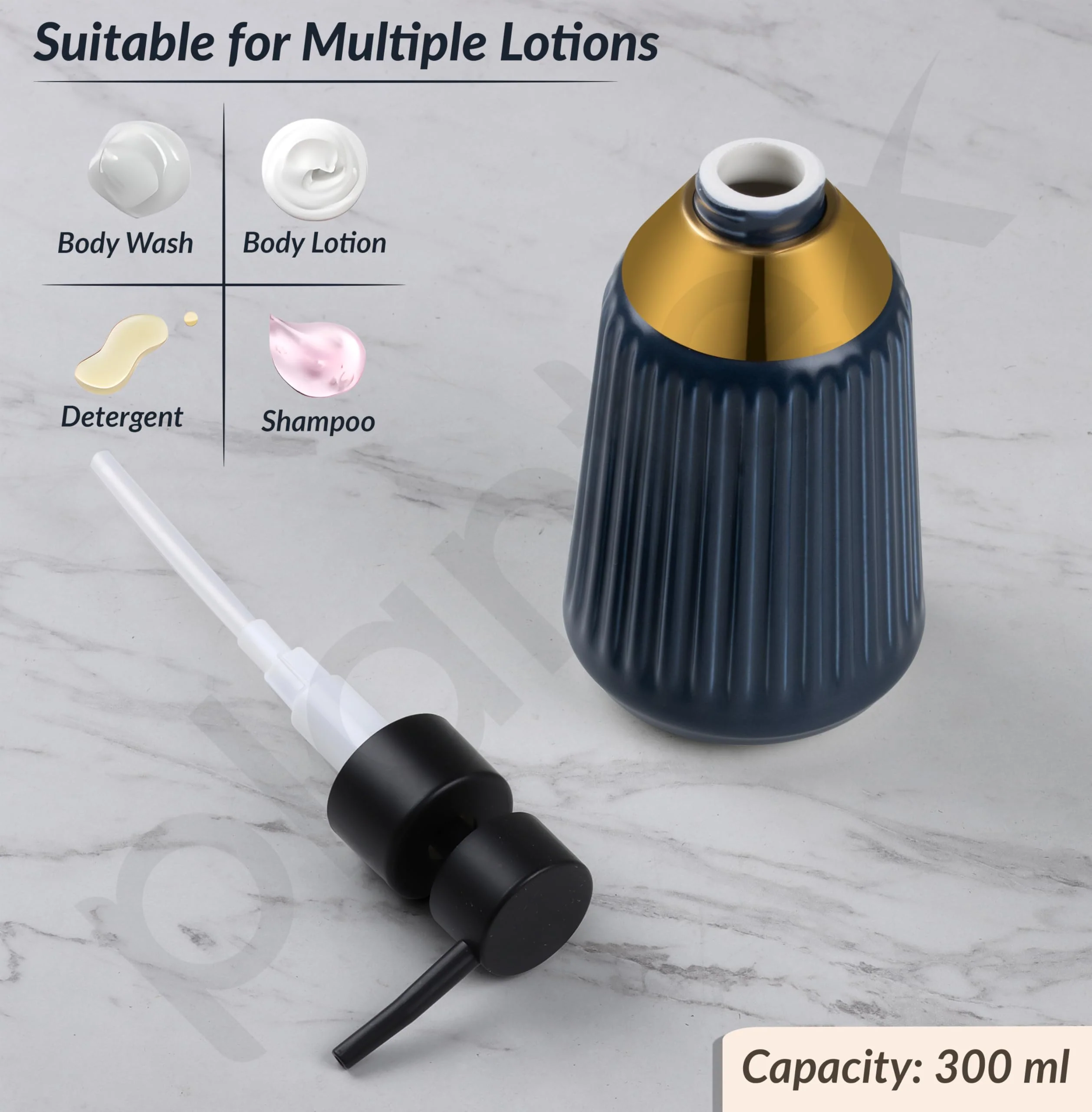 Plantex Ceramic Bathroom Set - Soap Holder for Bathroom/Liquid Soap Dispenser/Tumbler Holder/Toothbrush Holder - 3 Pcs Set - Image 3