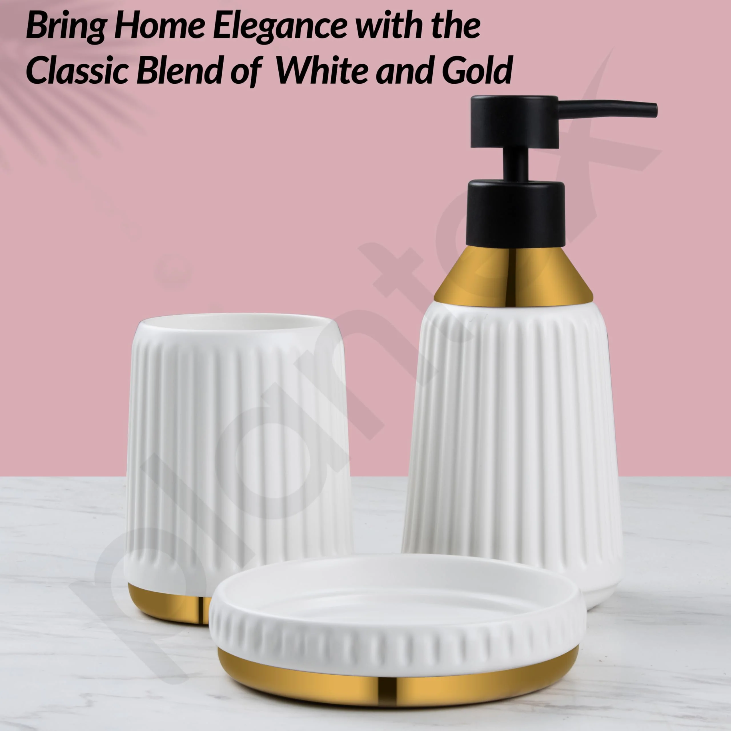 Plantex Ceramic Bathroom Set - Soap Holder for Bathroom/Liquid Soap Dispenser/Tumbler Holder/Toothbrush Holder/Handwash Dispenser - 3 Pcs Set - Image 7