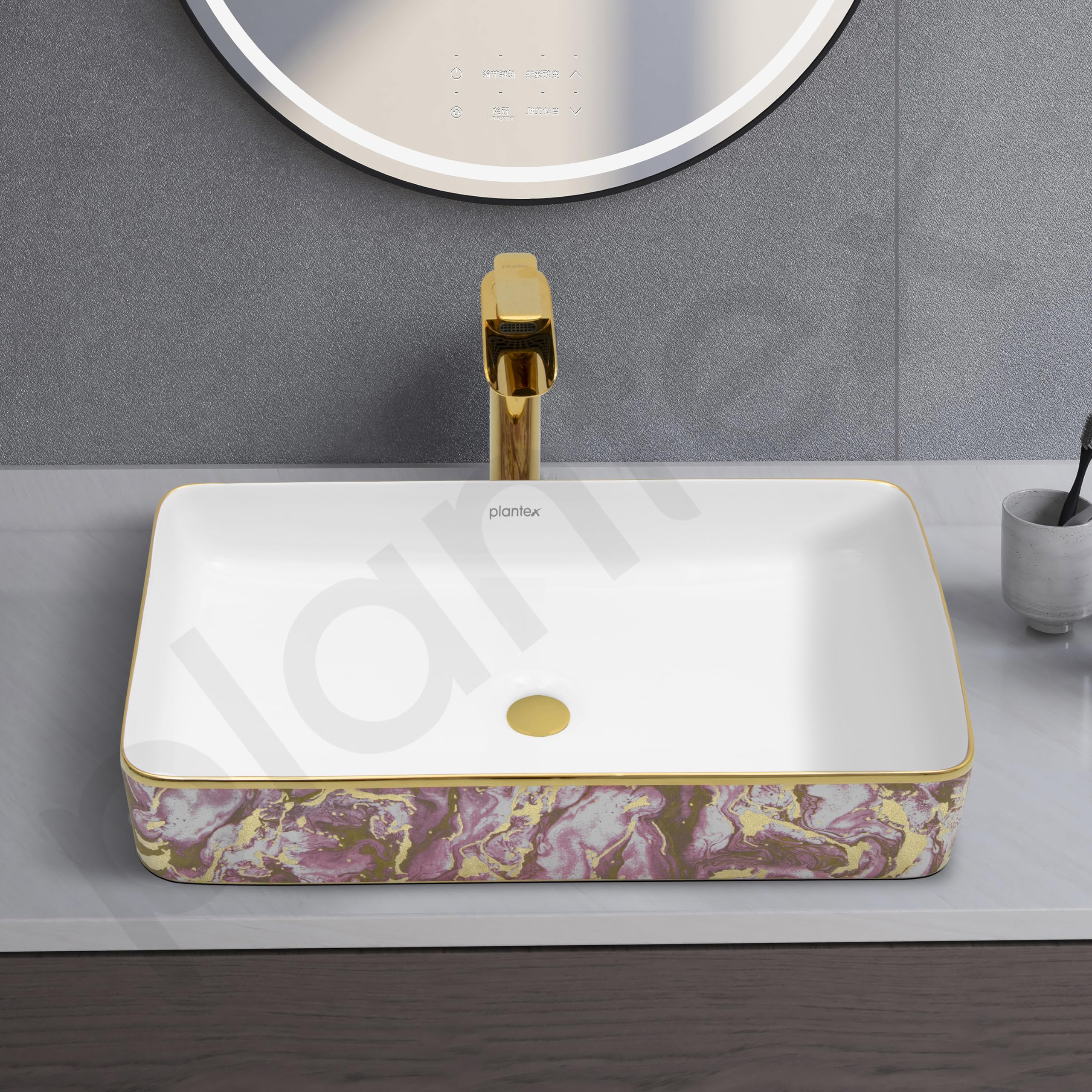 Plantex Ceramic Counter Top Washbasin for Bathroom/Table Top Wash Basin/Rectangle Bathroom Sink for Restaurant/Hotel (24 x 14 x 5 Inch) - Image 7