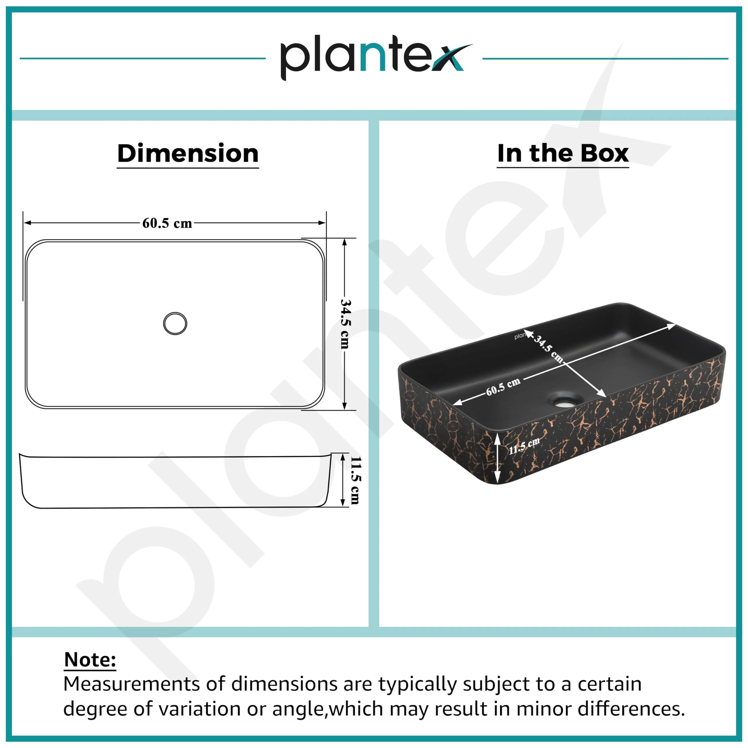 Plantex Ceramic Designer Washbasin for Bathroom/Countertop Bathroom Basin/Over Counter Wash Basin for Restaurant, Hotel (24x 14 x 4.5 Inch) - Image 2